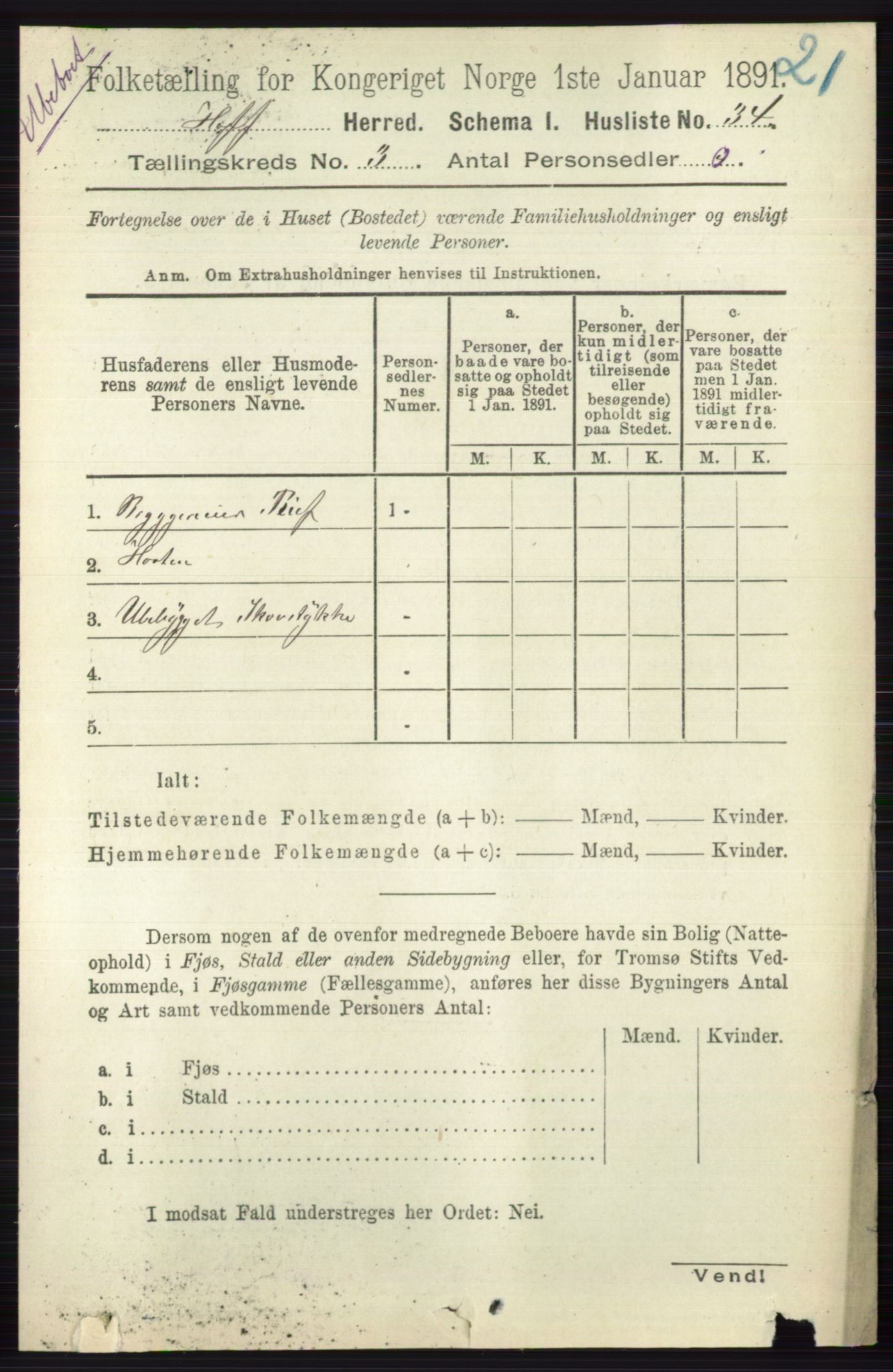 RA, 1891 census for 0714 Hof, 1891, p. 878