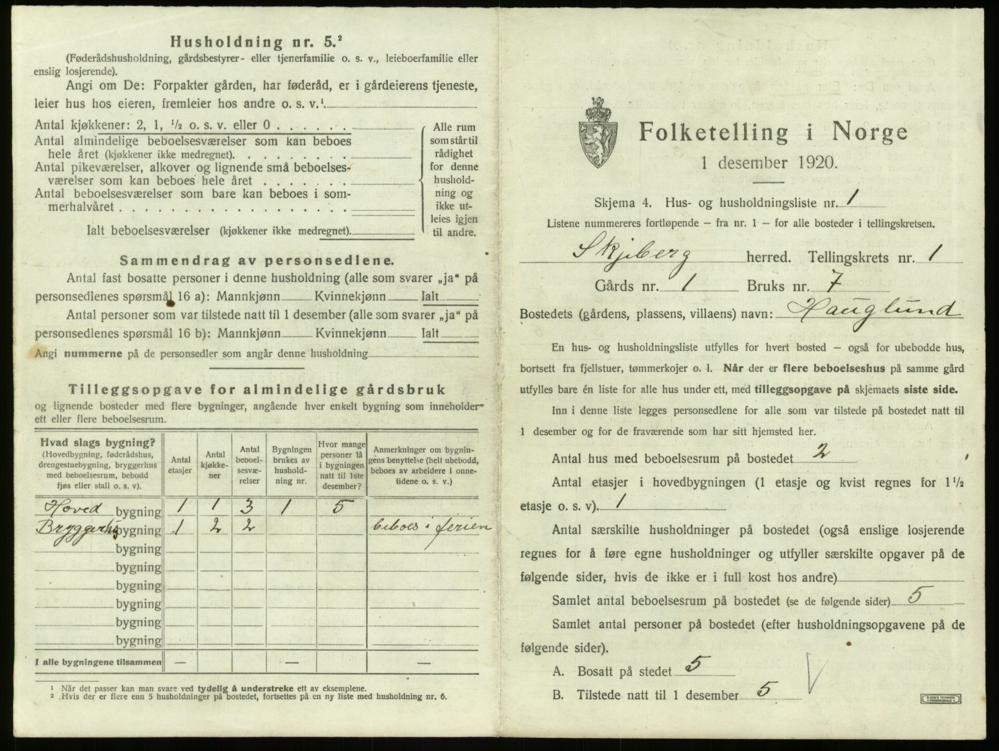 SAO, 1920 census for Skjeberg, 1920, p. 61