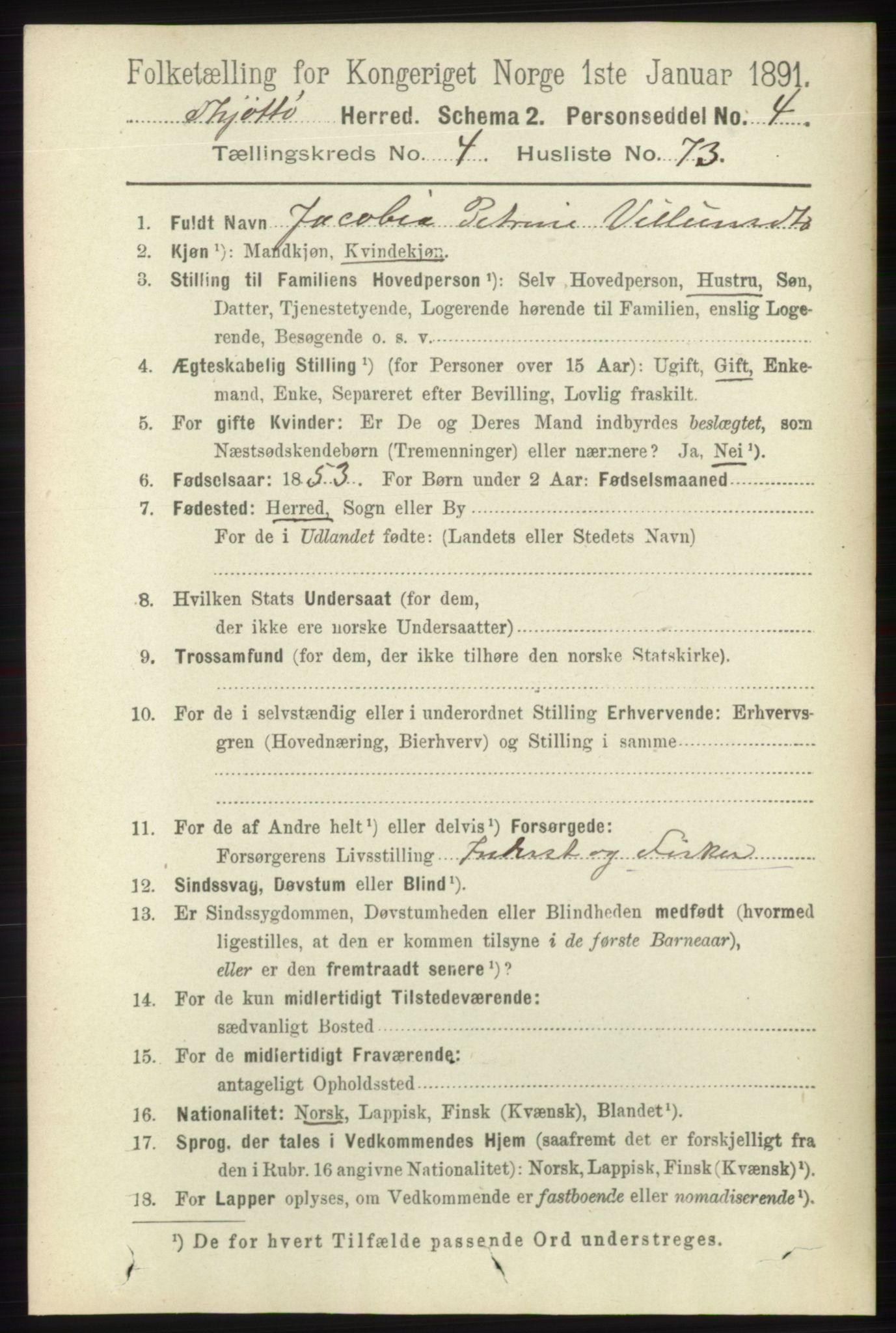 RA, 1891 census for 1817 Tjøtta, 1891, p. 2310