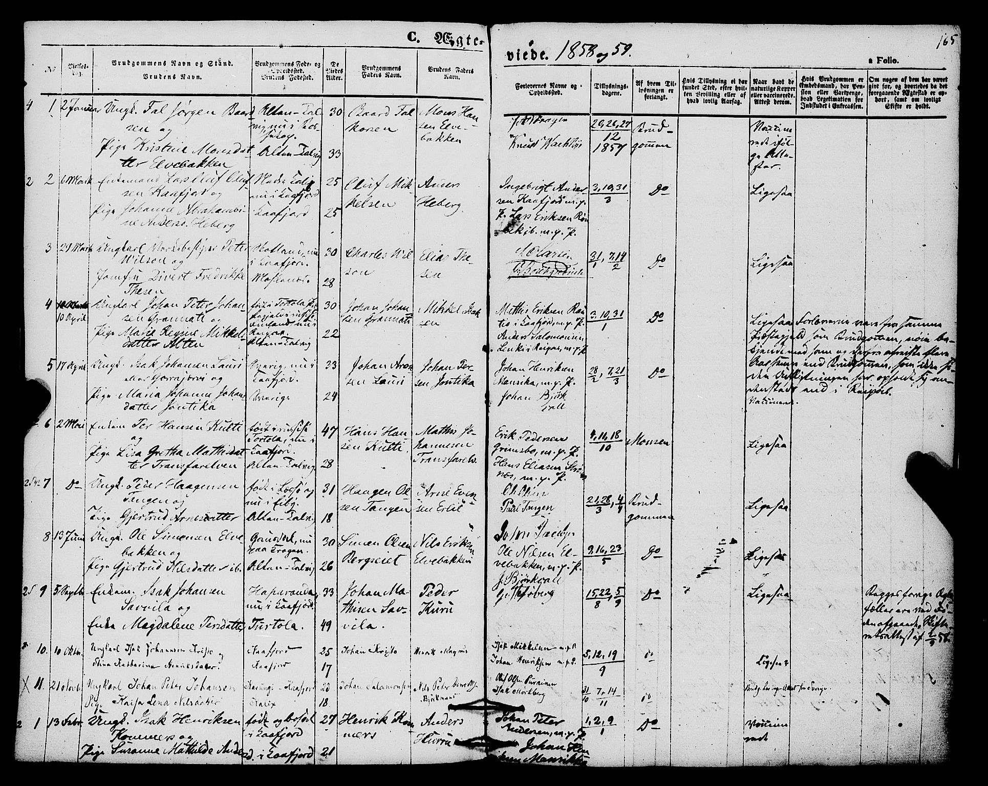 Alta sokneprestkontor, SATØ/S-1338/H/Ha/L0004.kirke: Parish register (official) no. 4, 1858-1880, p. 165