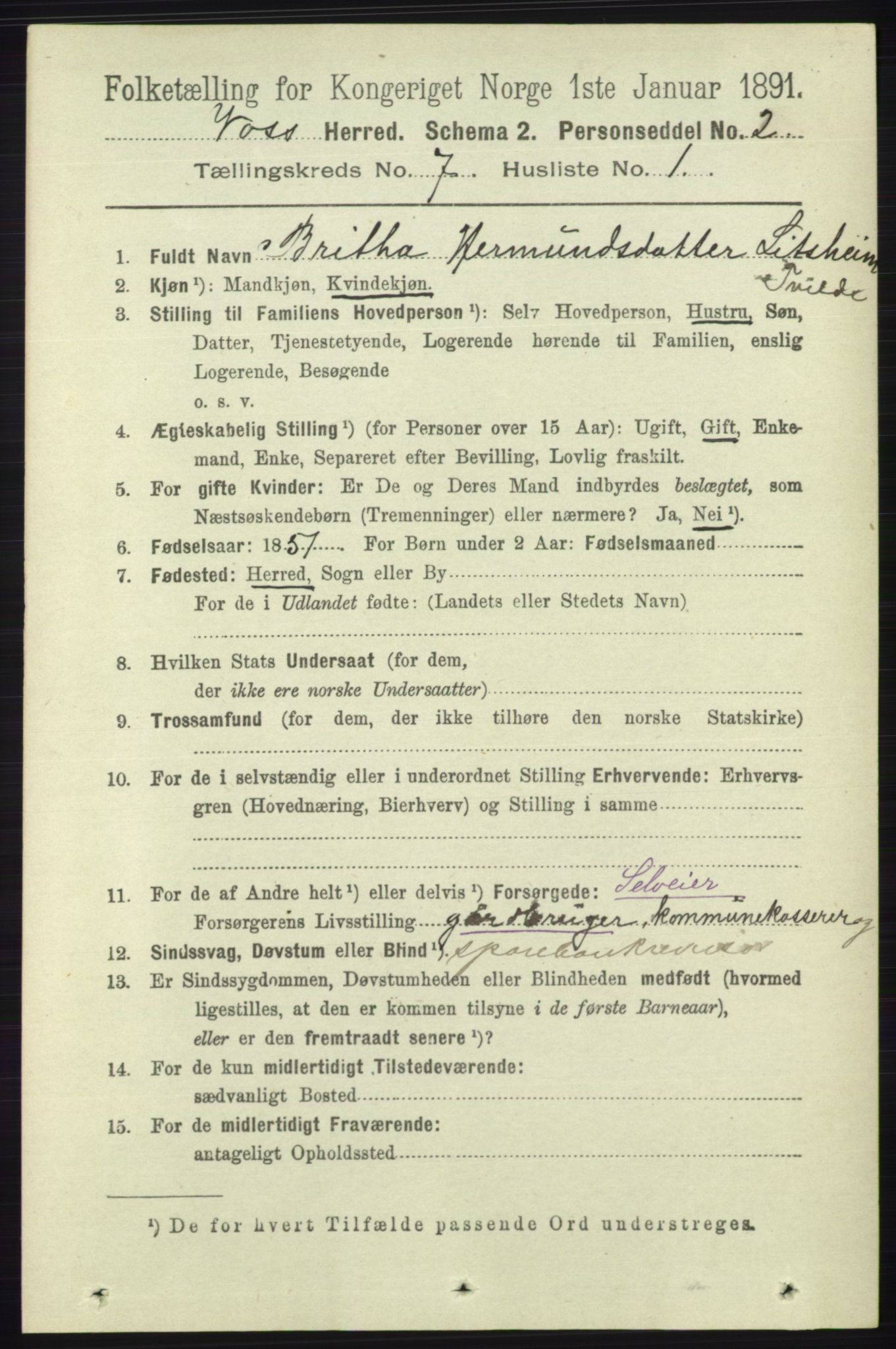 RA, 1891 census for 1235 Voss, 1891, p. 3795