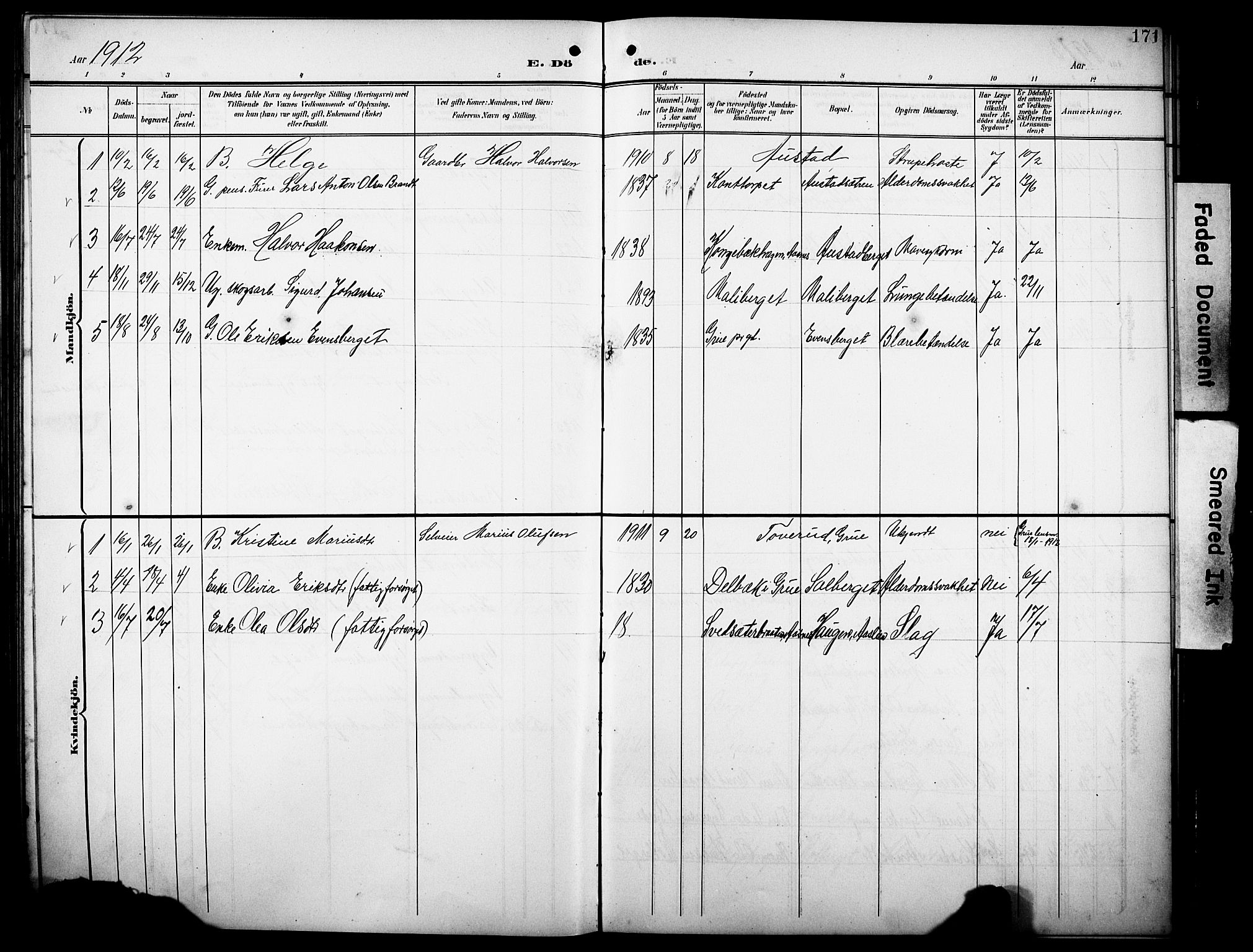 Hof prestekontor, SAH/PREST-038/H/Ha/Hab/L0005: Parish register (copy) no. 5, 1899-1916, p. 171