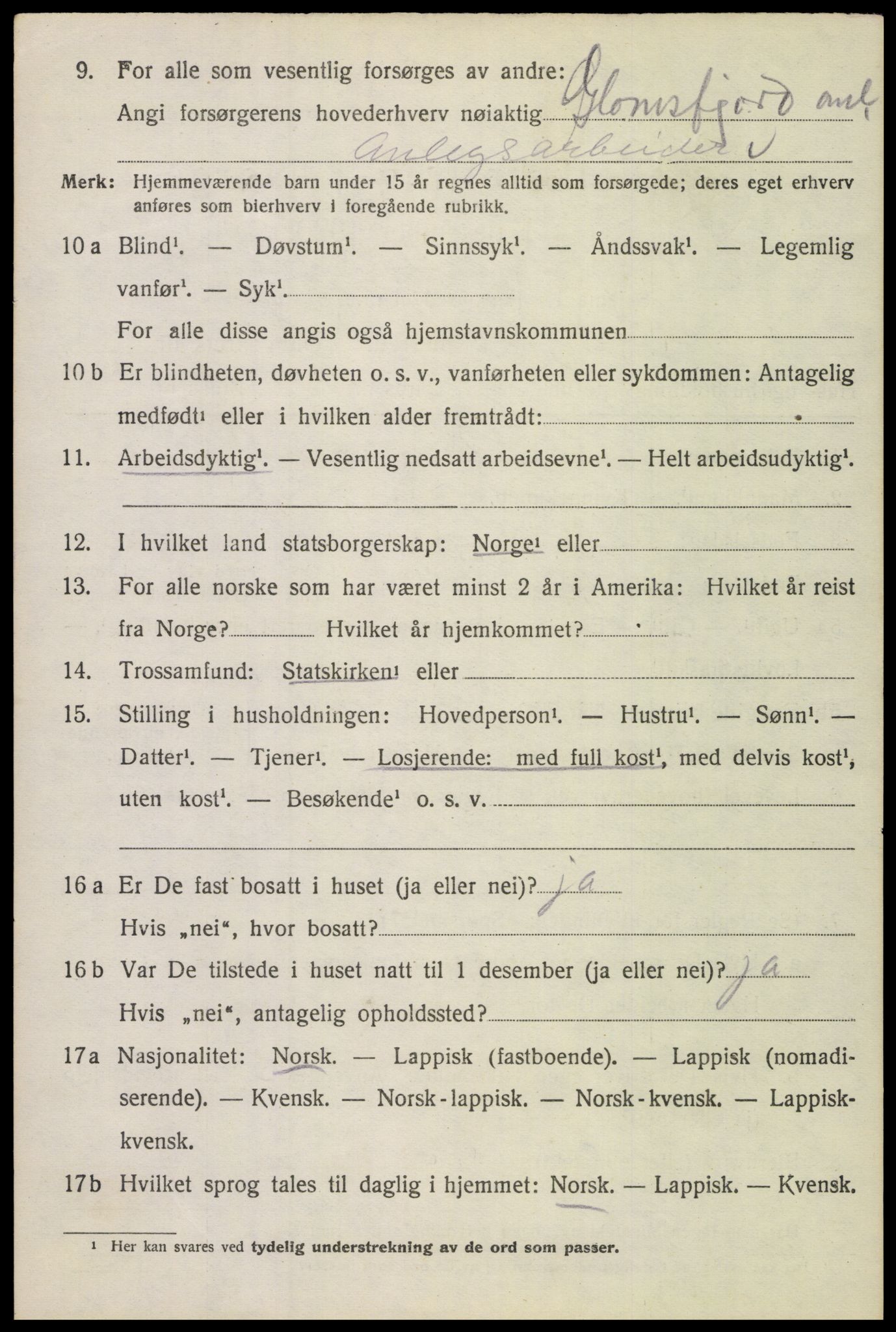 SAT, 1920 census for Skjerstad, 1920, p. 3038