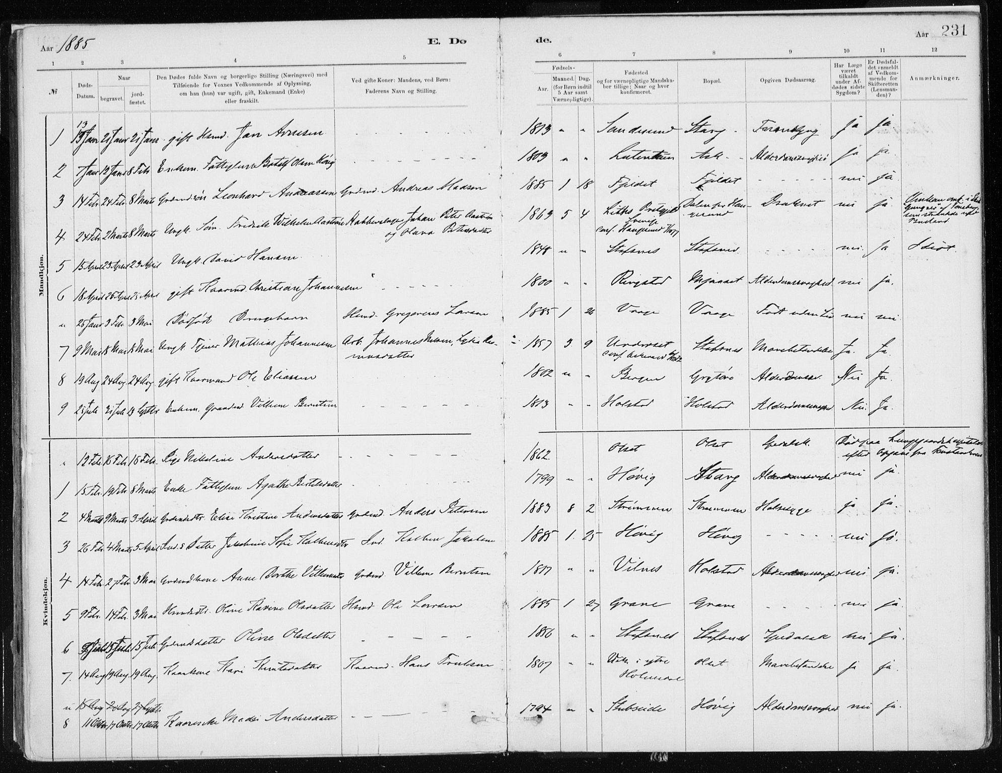 Askvoll sokneprestembete, SAB/A-79501/H/Haa/Haab/L0002: Parish register (official) no. B 2, 1879-1909, p. 231