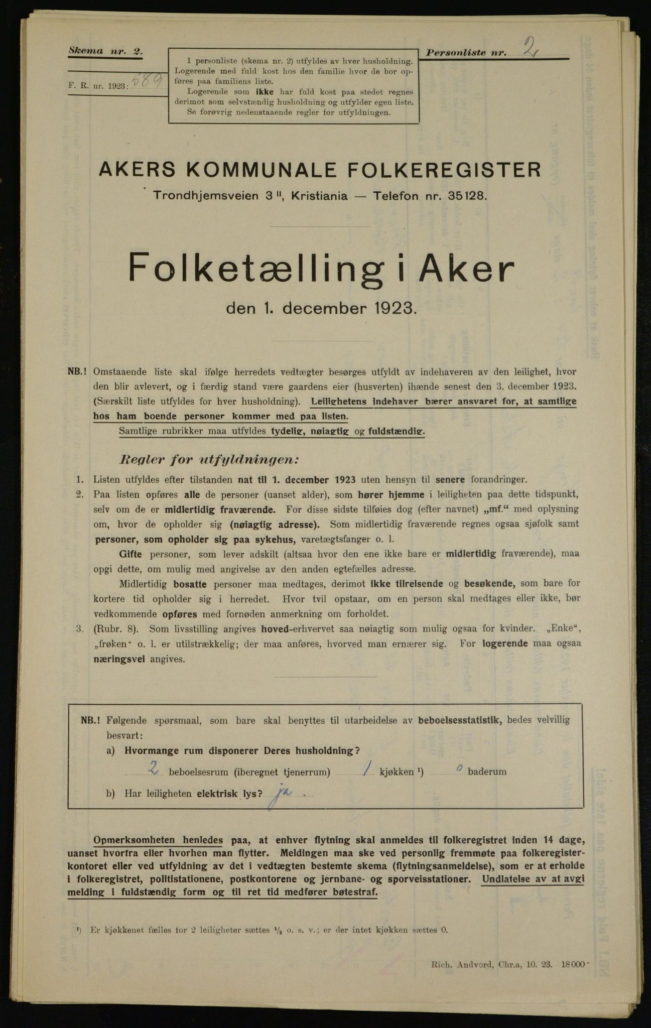 , Municipal Census 1923 for Aker, 1923, p. 40206