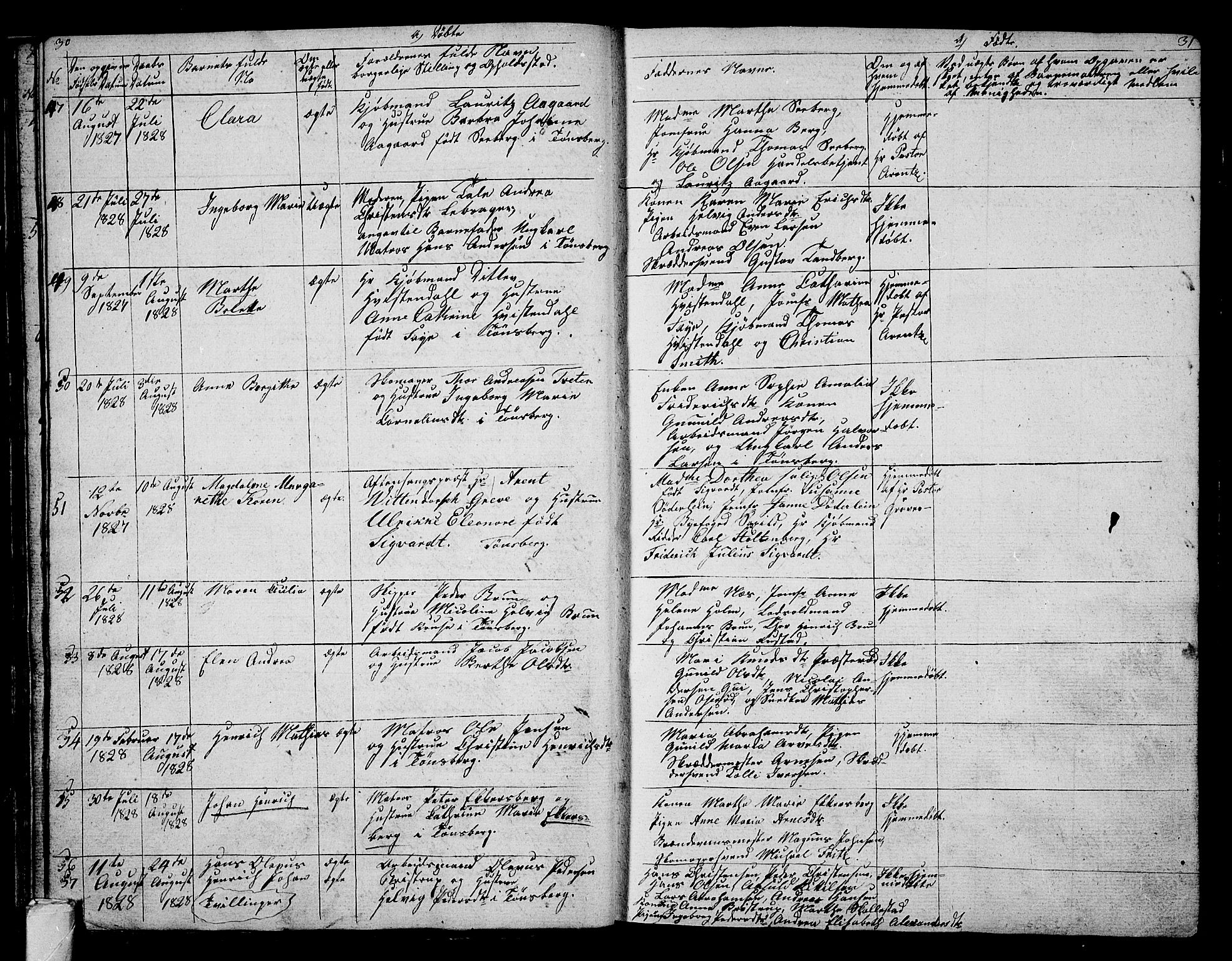 Tønsberg kirkebøker, AV/SAKO-A-330/G/Ga/L0002: Parish register (copy) no. 2, 1827-1854, p. 30-31