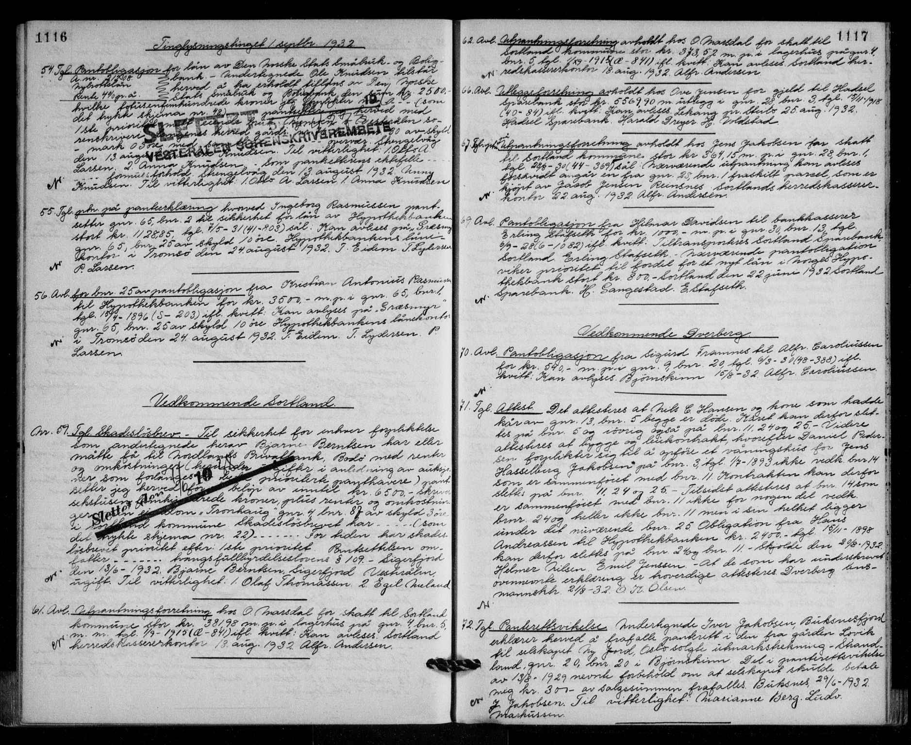Vesterålen sorenskriveri, SAT/A-4180/1/2/2Ca/L0048: Mortgage book no. 41, 1928-1932, Deed date: 01.09.1932