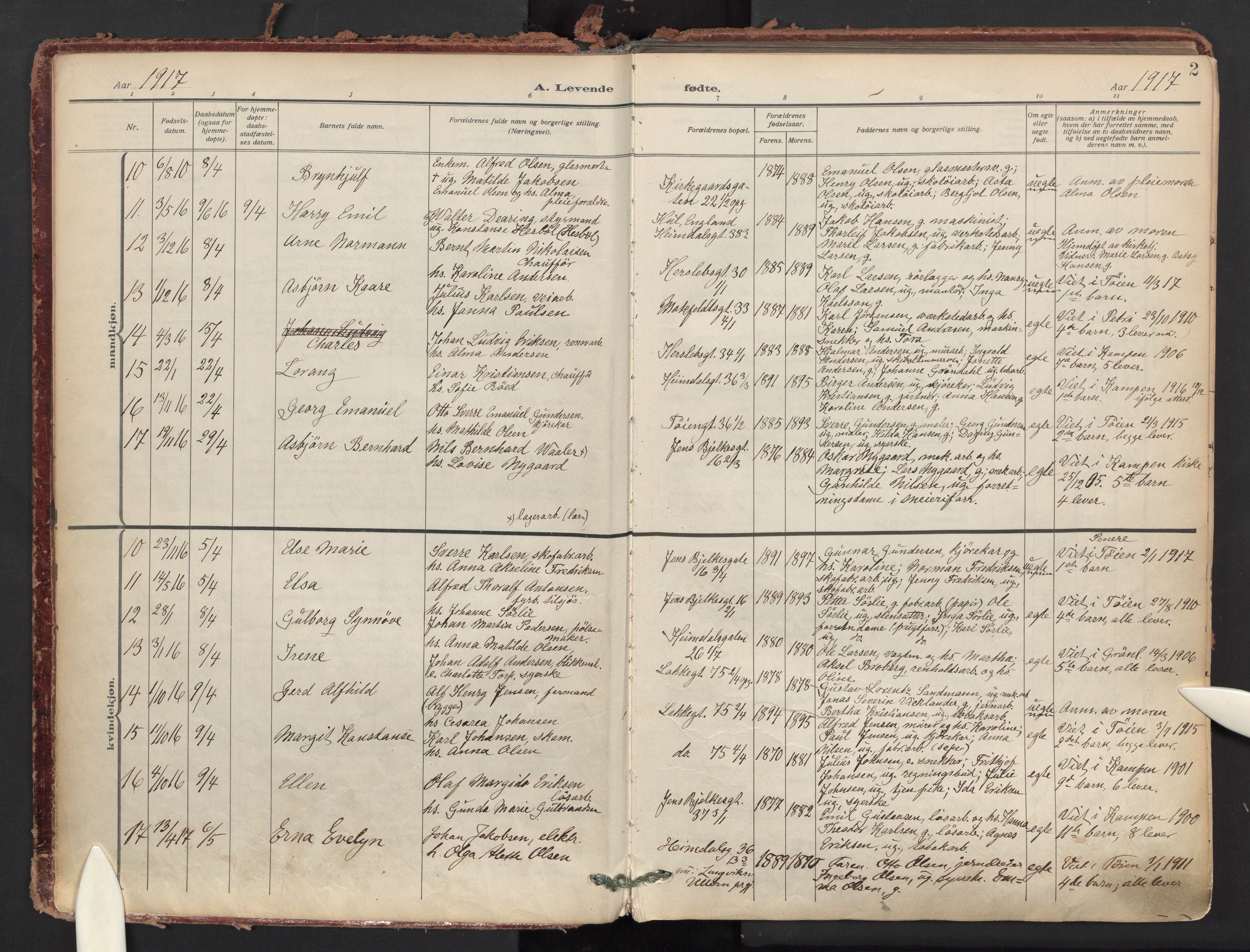 Tøyen prestekontor Kirkebøker, AV/SAO-A-10167a/F/Fa/L0004: Parish register (official) no. I 4, 1917-1931, p. 2