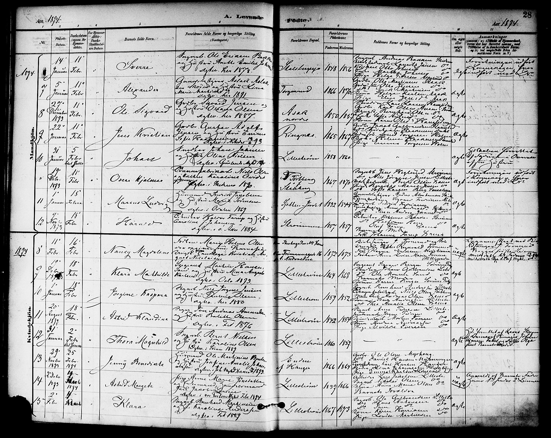 Skedsmo prestekontor Kirkebøker, SAO/A-10033a/F/Fa/L0014: Parish register (official) no. I 14, 1892-1901, p. 28