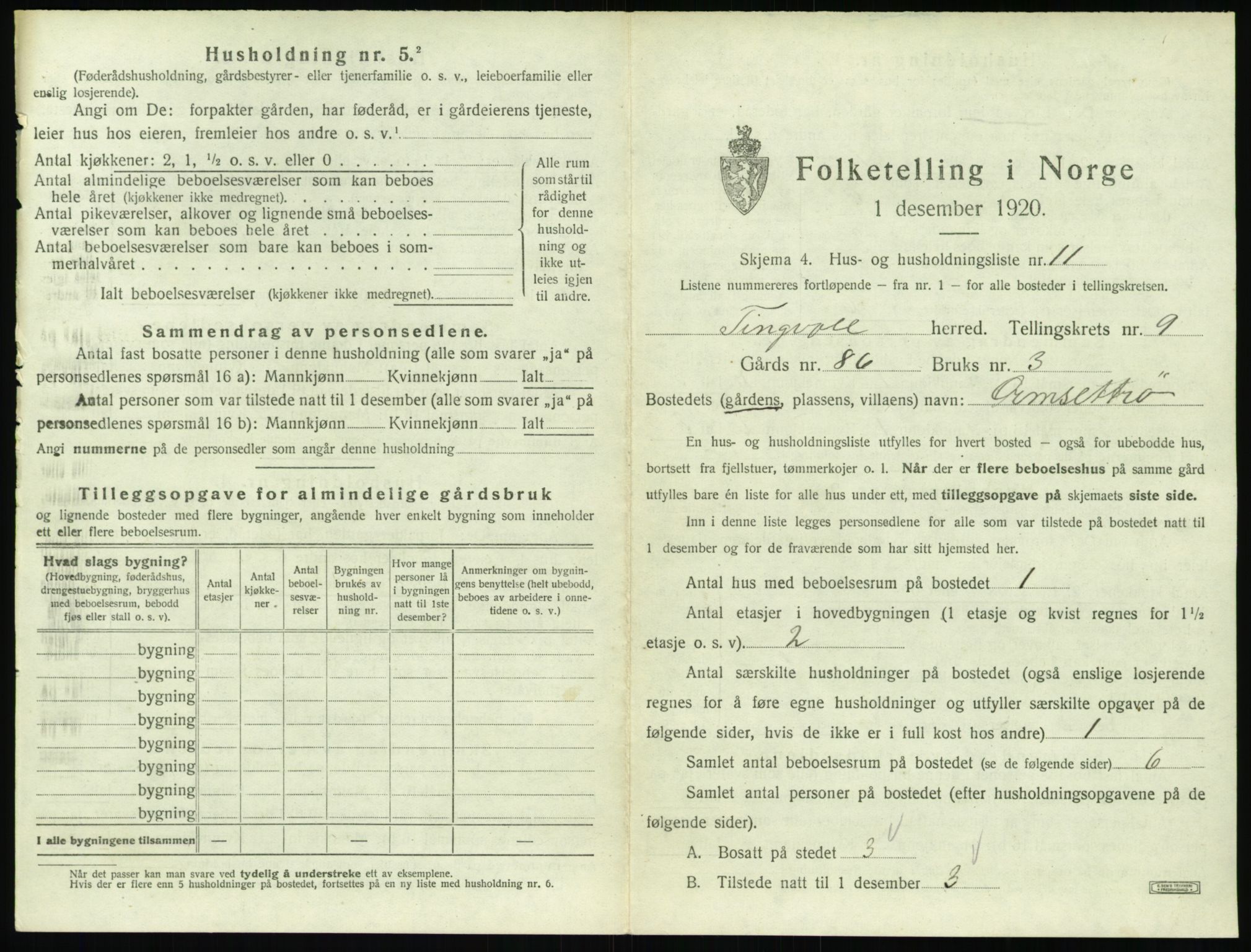 SAT, 1920 census for Tingvoll, 1920, p. 720