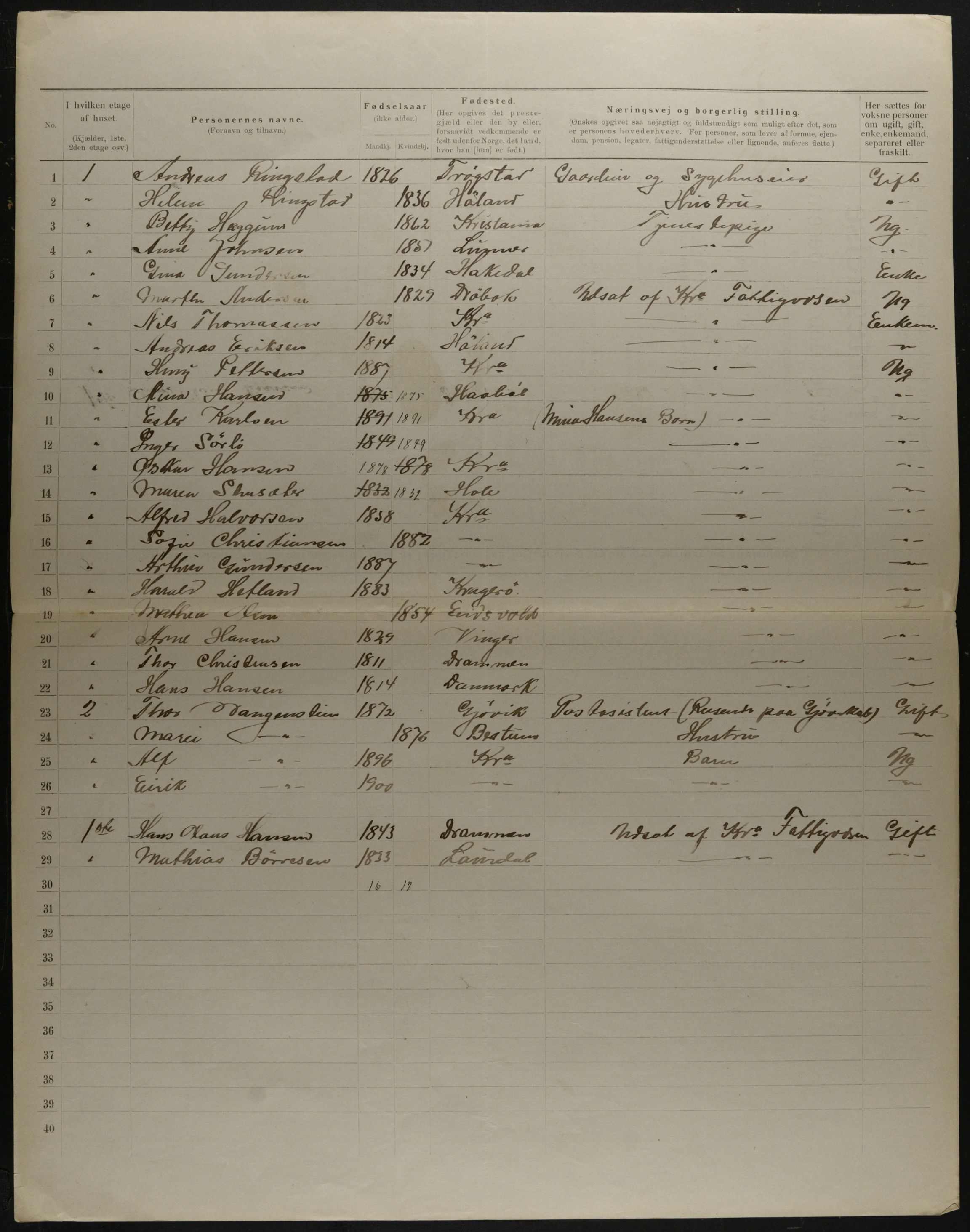 OBA, Municipal Census 1901 for Kristiania, 1901, p. 17064