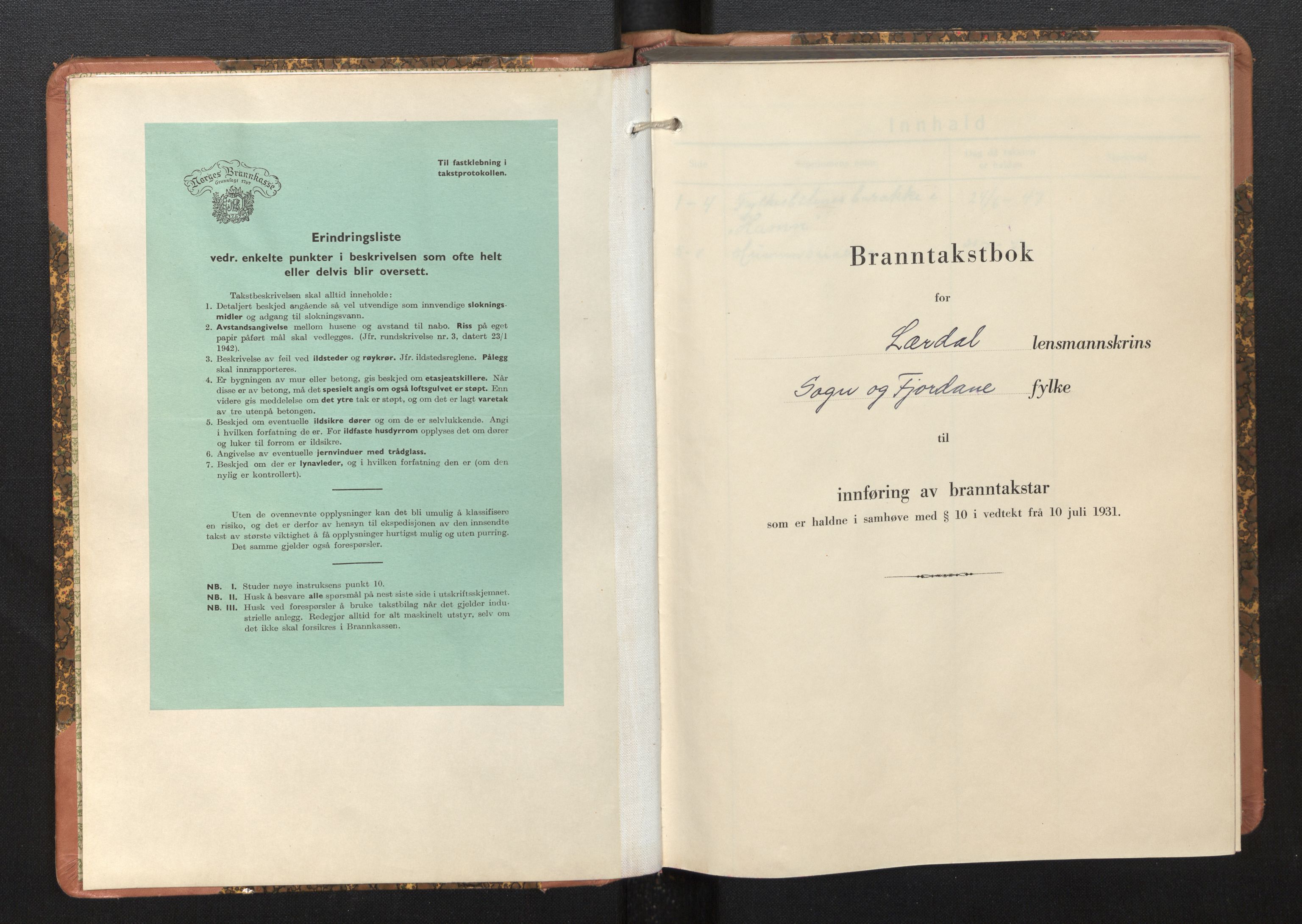 Lensmannen i Lærdal, SAB/A-29401/0012/L0007: Branntakstprotokoll, skjematakst, 1947-1951
