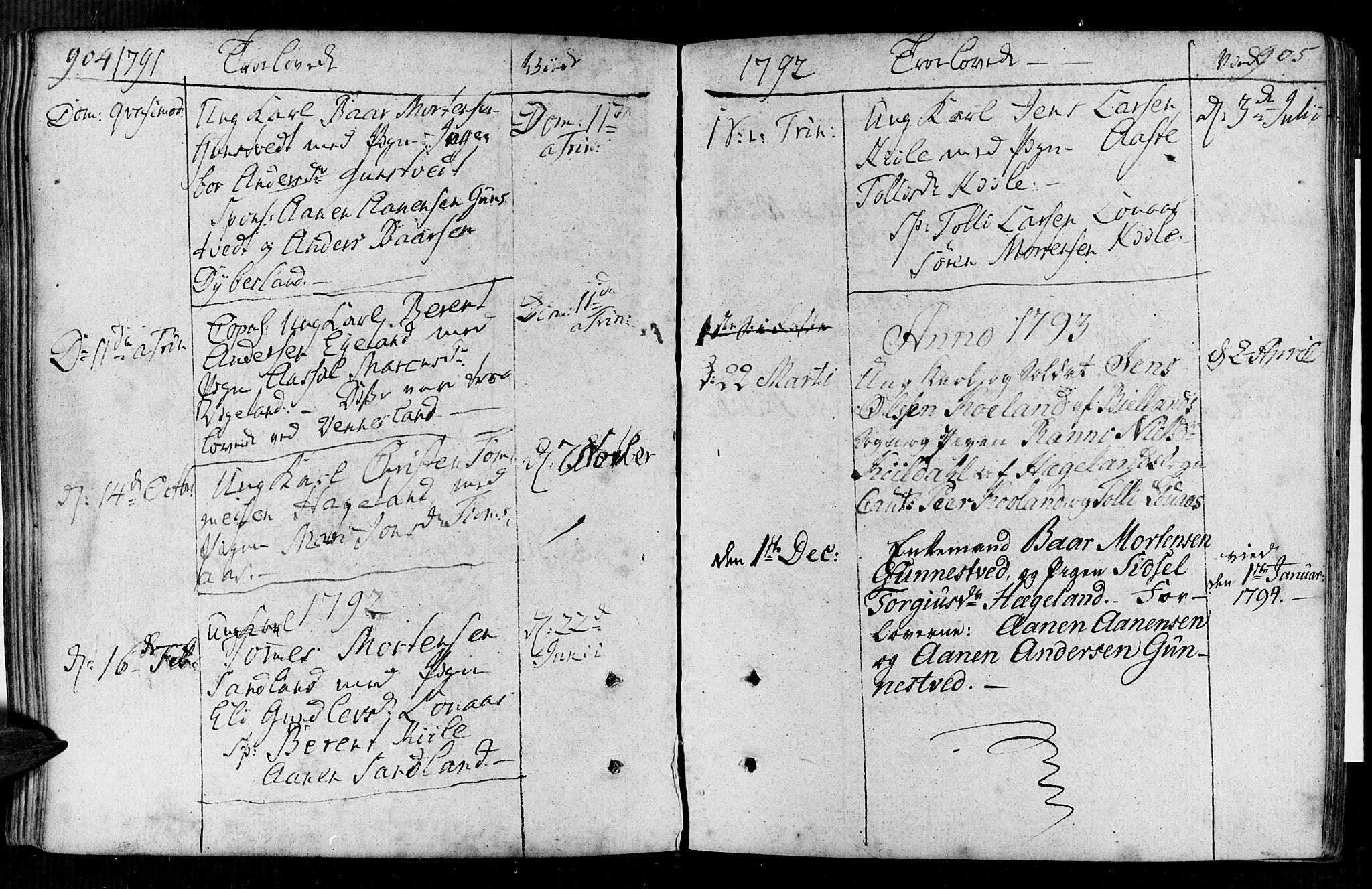 Vennesla sokneprestkontor, AV/SAK-1111-0045/Fa/Faa/L0002: Parish register (official) no. A 2, 1785-1834, p. 904-905