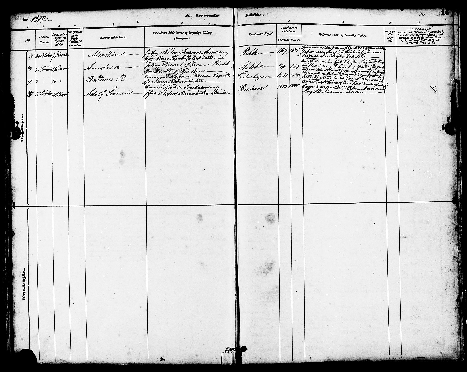 Hetland sokneprestkontor, AV/SAST-A-101826/30/30BB/L0005: Parish register (copy) no. B 5, 1878-1910, p. 16