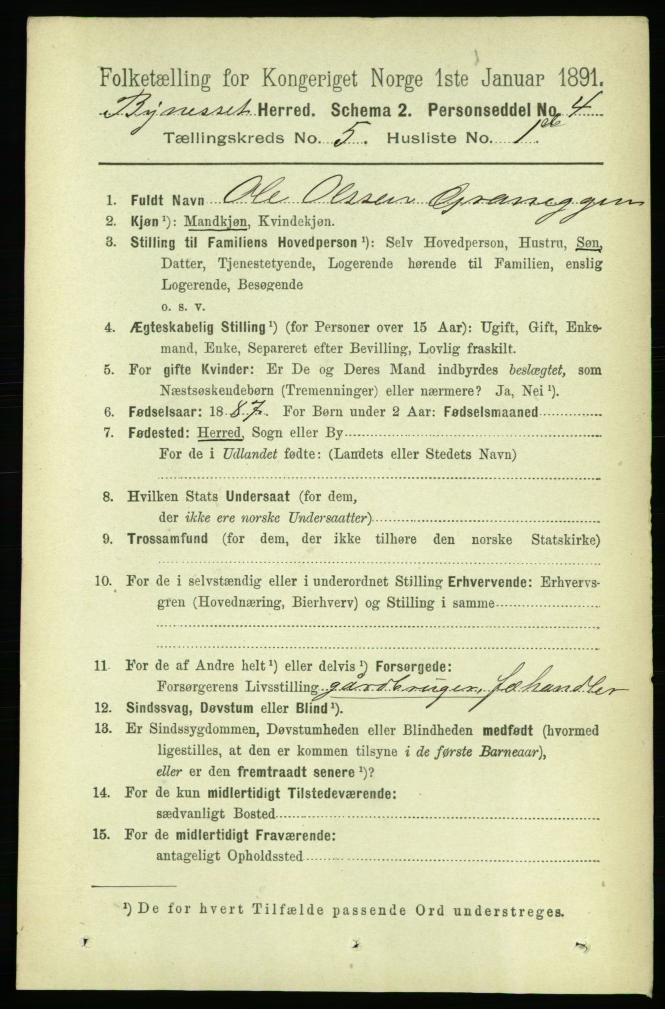 RA, 1891 census for 1655 Byneset, 1891, p. 2044