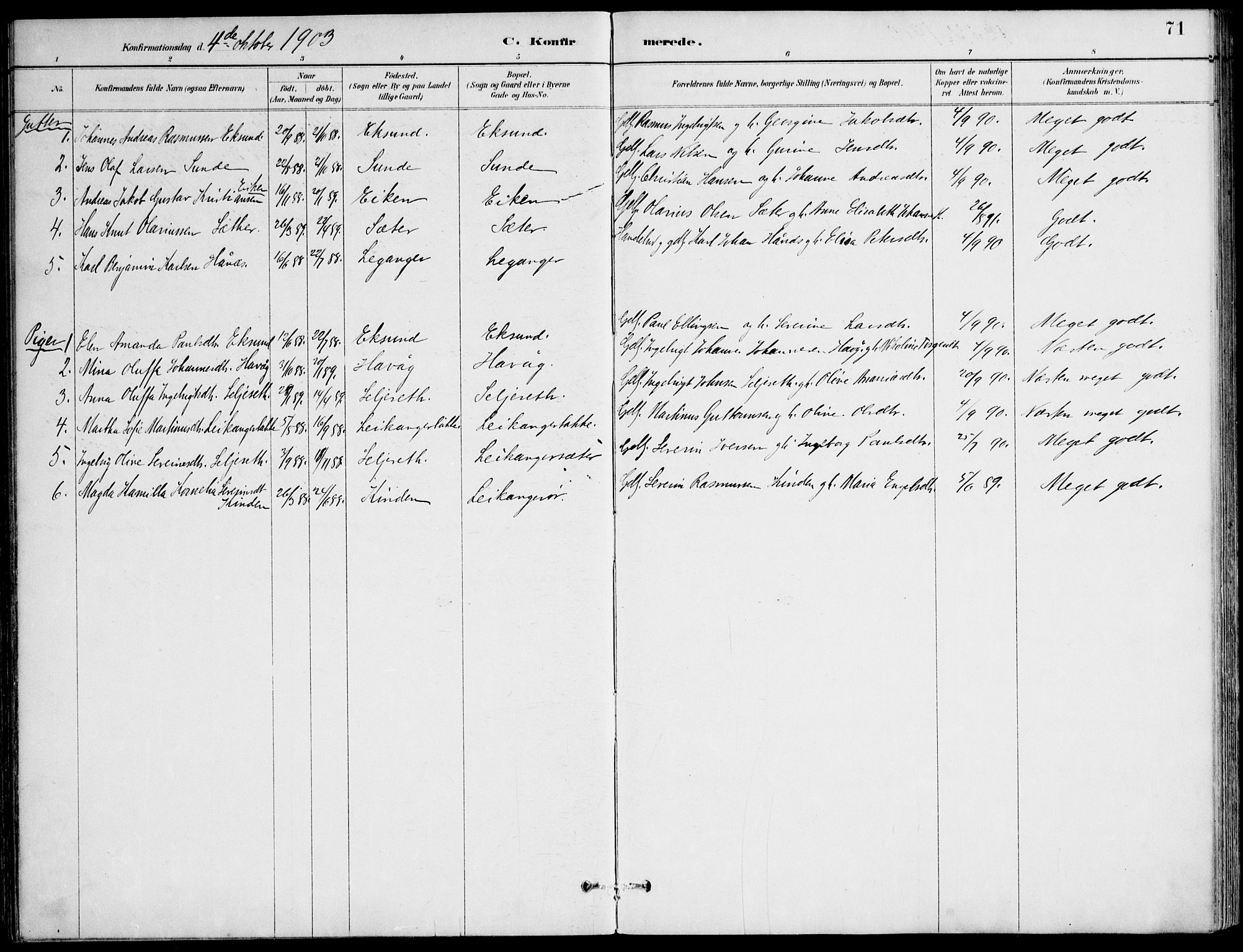 Ministerialprotokoller, klokkerbøker og fødselsregistre - Møre og Romsdal, AV/SAT-A-1454/508/L0095: Parish register (official) no. 508A02, 1887-1920, p. 71