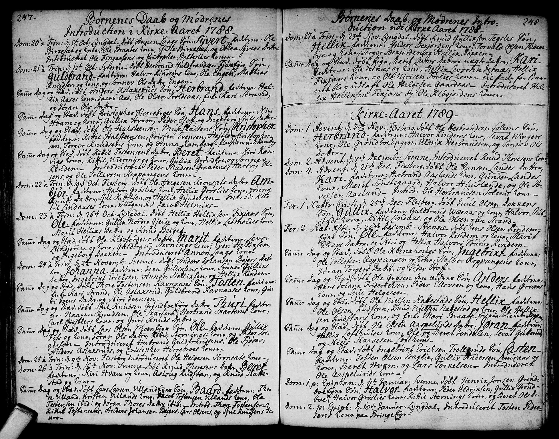 Flesberg kirkebøker, AV/SAKO-A-18/F/Fa/L0003: Parish register (official) no. I 3, 1748-1790, p. 247-248