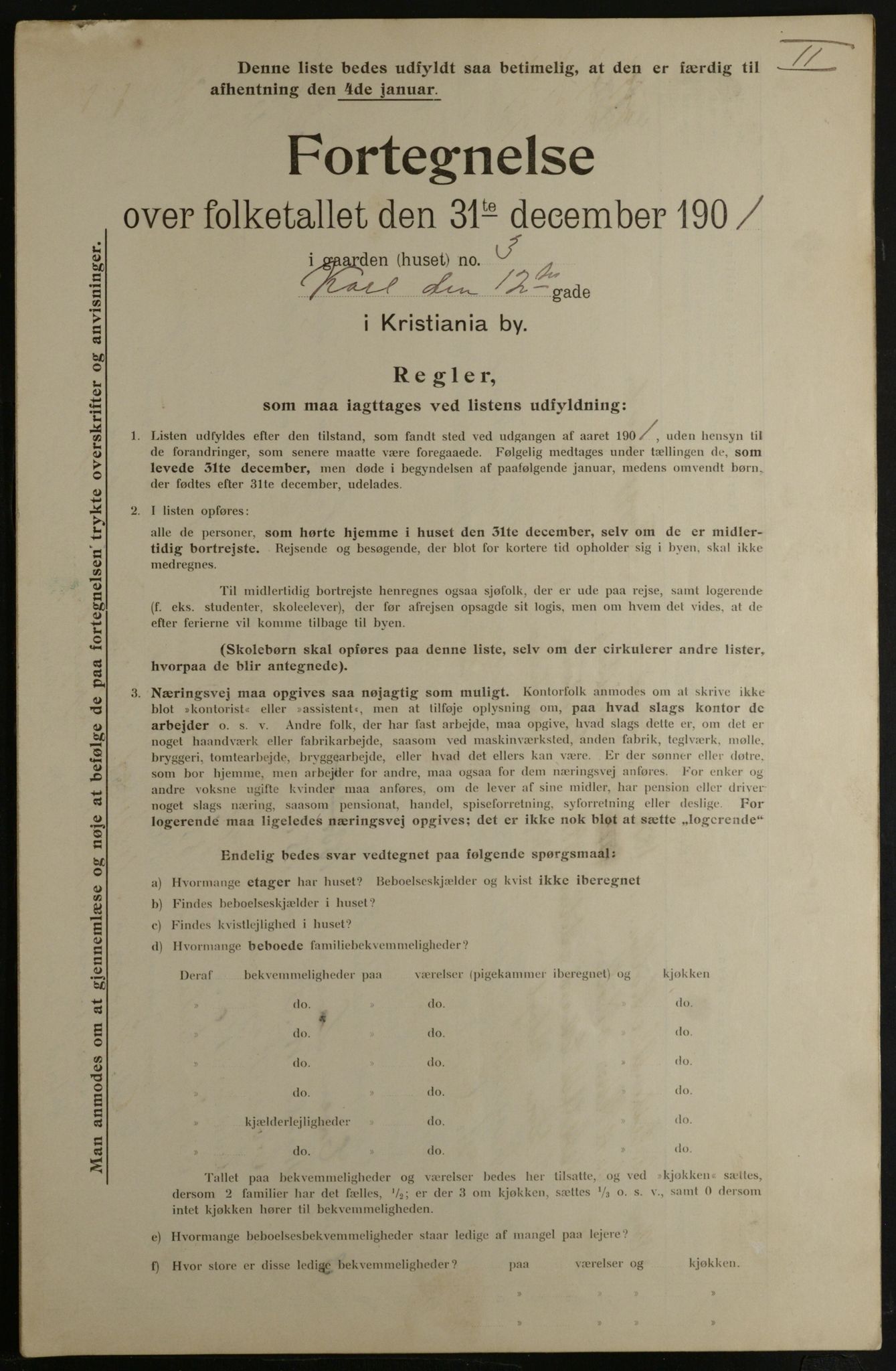 OBA, Municipal Census 1901 for Kristiania, 1901, p. 7537