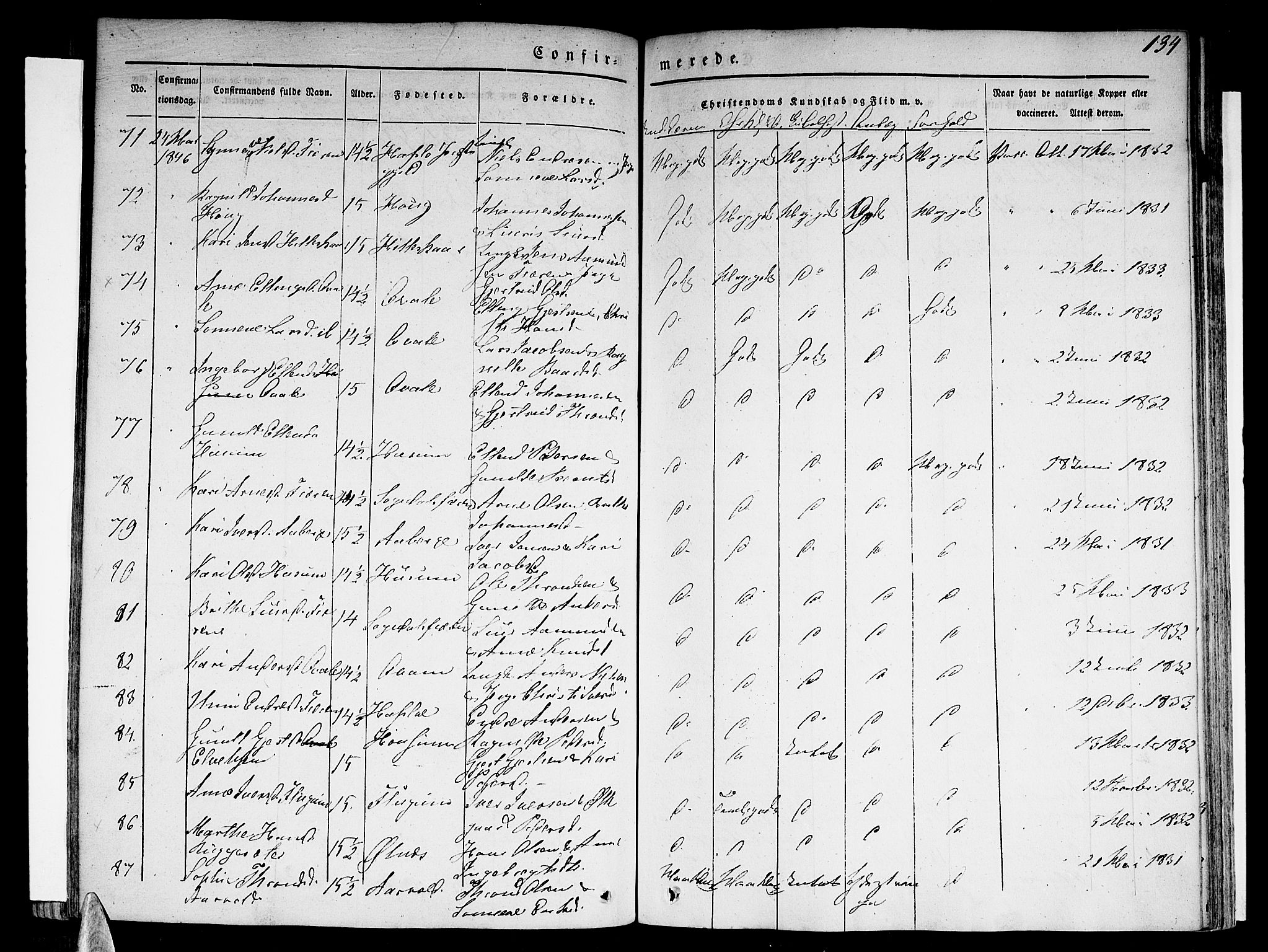 Sogndal sokneprestembete, AV/SAB-A-81301/H/Haa/Haaa/L0011: Parish register (official) no. A 11, 1839-1847, p. 134