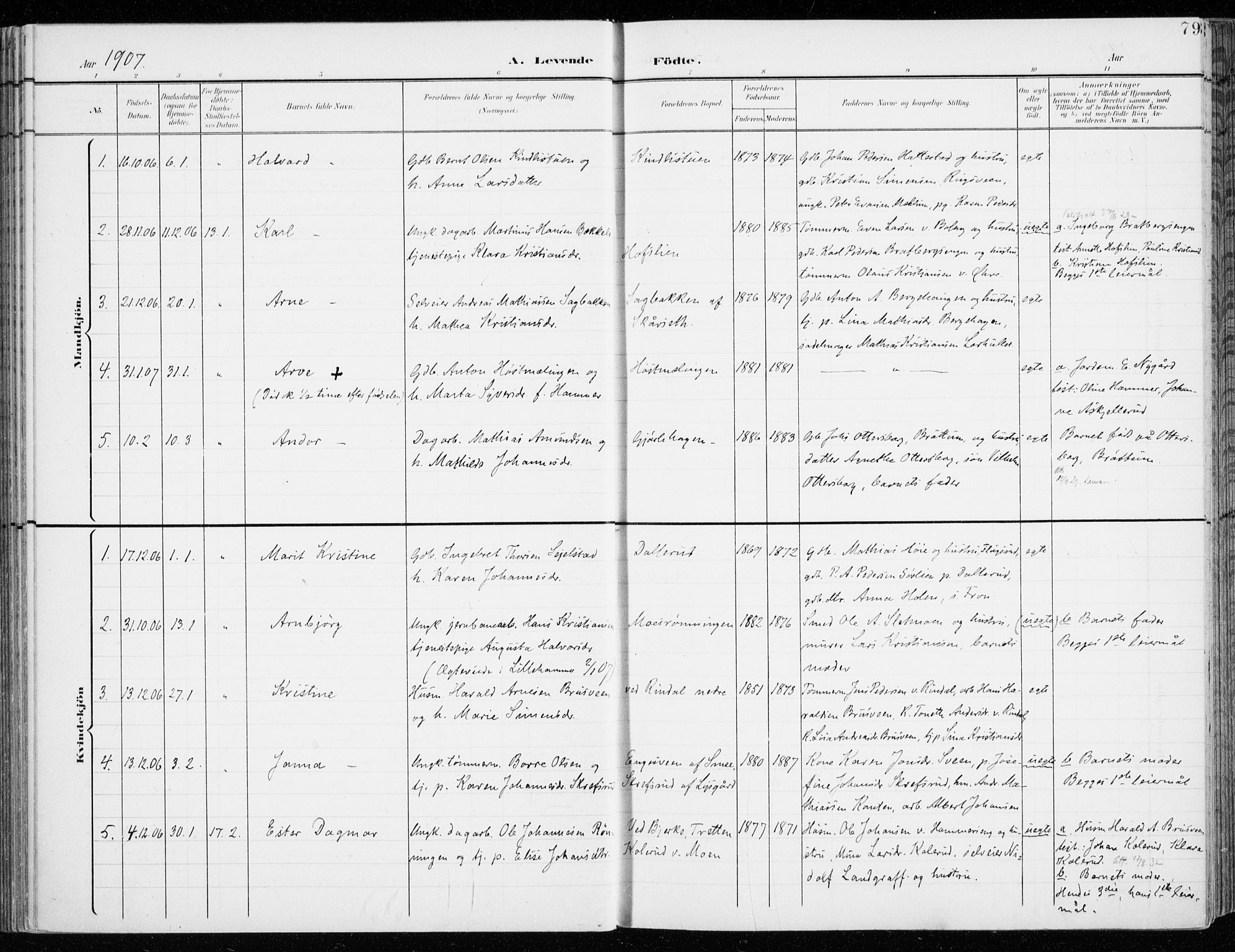 Fåberg prestekontor, SAH/PREST-086/H/Ha/Haa/L0011: Parish register (official) no. 11, 1899-1913, p. 79