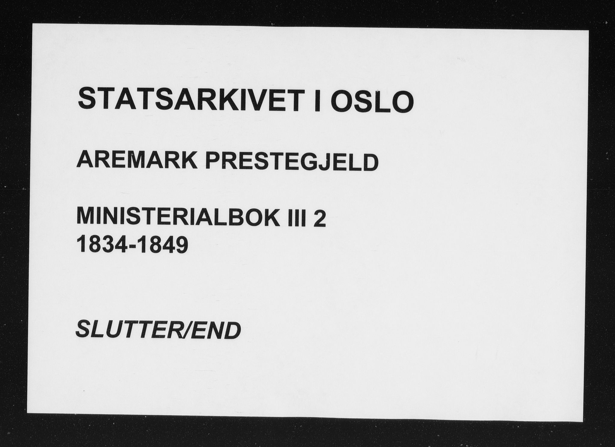 Aremark prestekontor Kirkebøker, SAO/A-10899/F/Fc/L0002: Parish register (official) no. III 2, 1834-1849