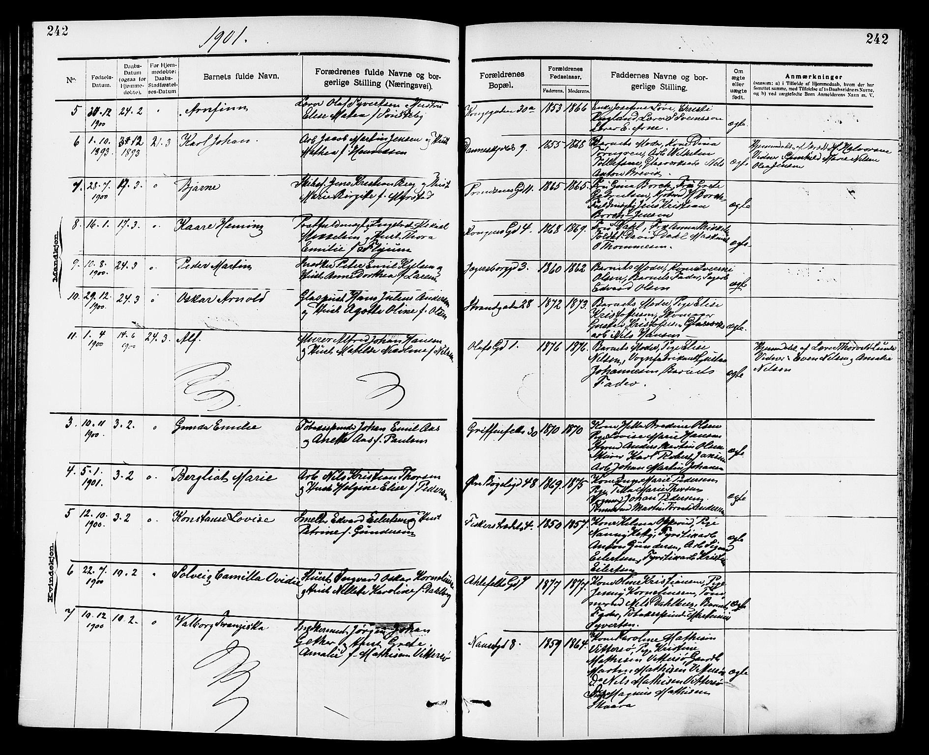 Larvik kirkebøker, SAKO/A-352/G/Ga/L0005: Parish register (copy) no. I 5, 1888-1909, p. 242