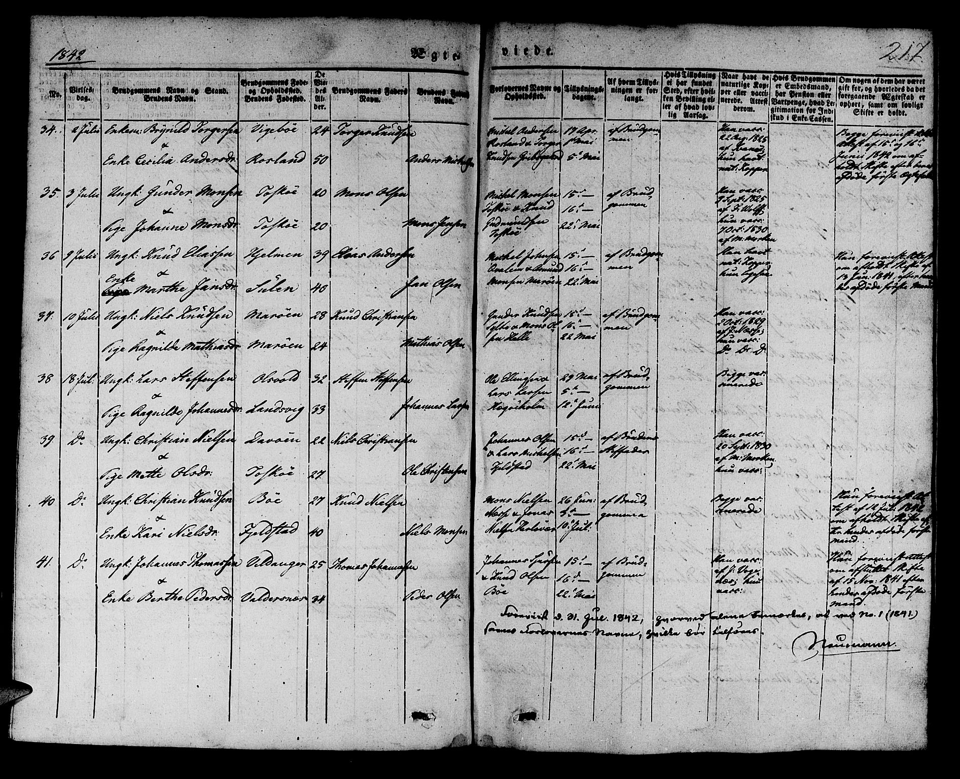 Manger sokneprestembete, AV/SAB-A-76801/H/Haa: Parish register (official) no. A 5, 1839-1848, p. 217