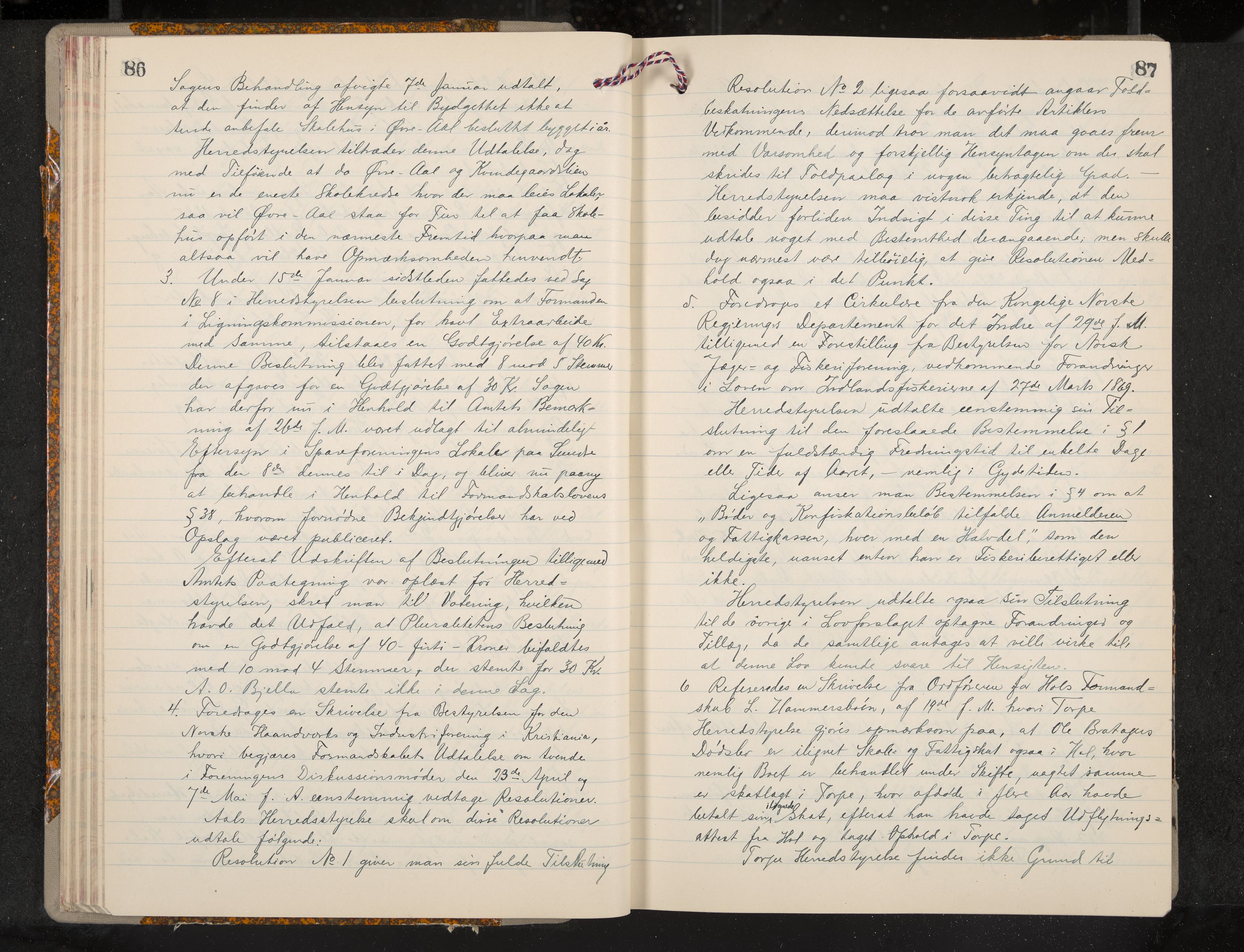 Ål formannskap og sentraladministrasjon, IKAK/0619021/A/Aa/L0004: Utskrift av møtebok, 1881-1901, p. 86-87