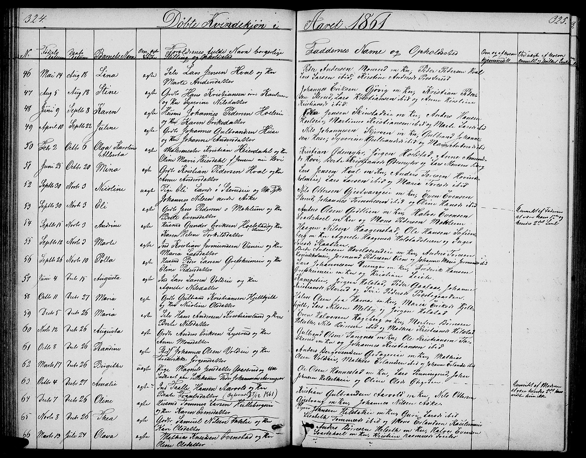 Nes prestekontor, Hedmark, AV/SAH-PREST-020/L/La/L0005: Parish register (copy) no. 5, 1852-1889, p. 324-325