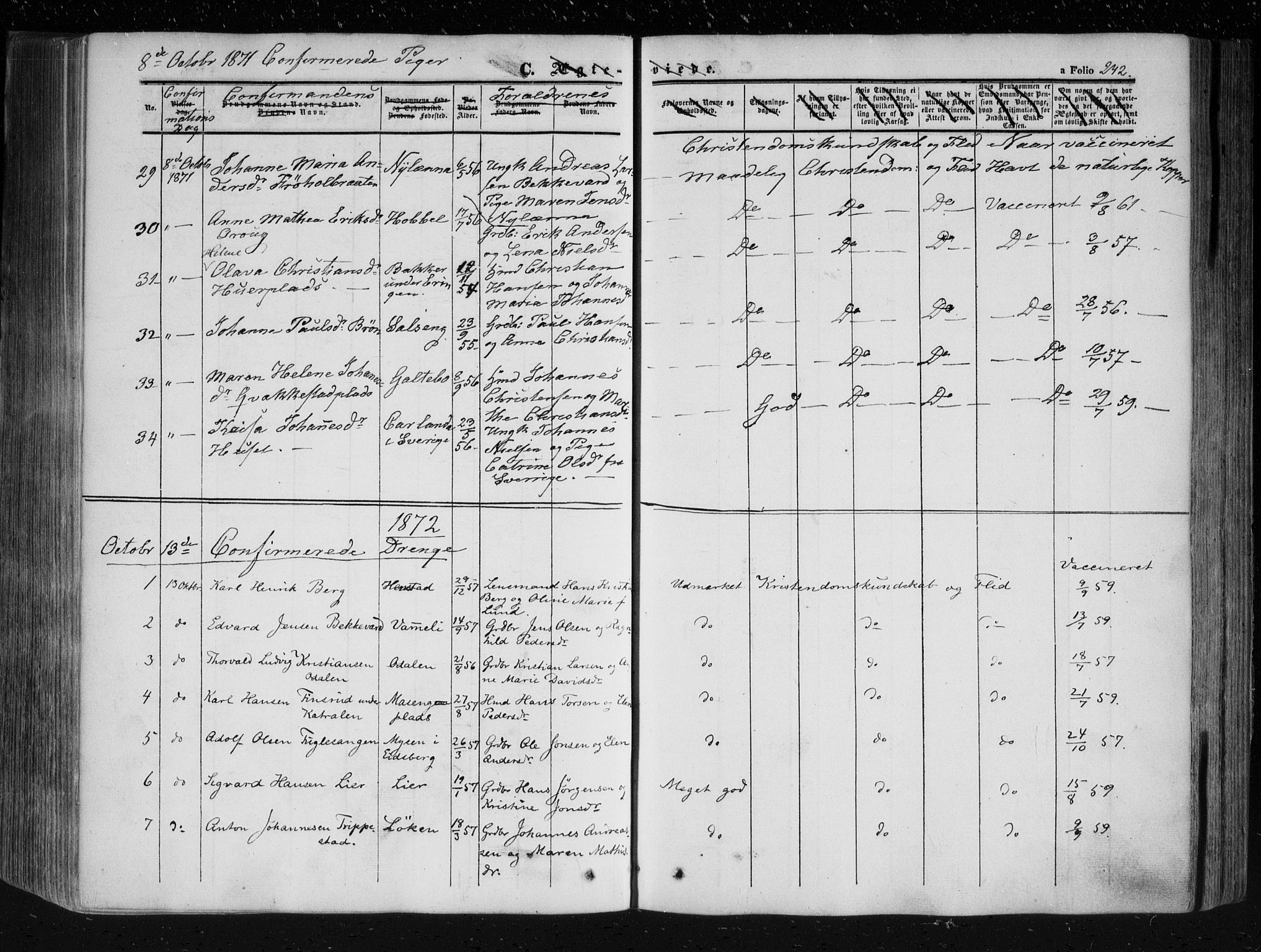 Askim prestekontor Kirkebøker, SAO/A-10900/F/Fa/L0005: Parish register (official) no. 5, 1847-1879, p. 242