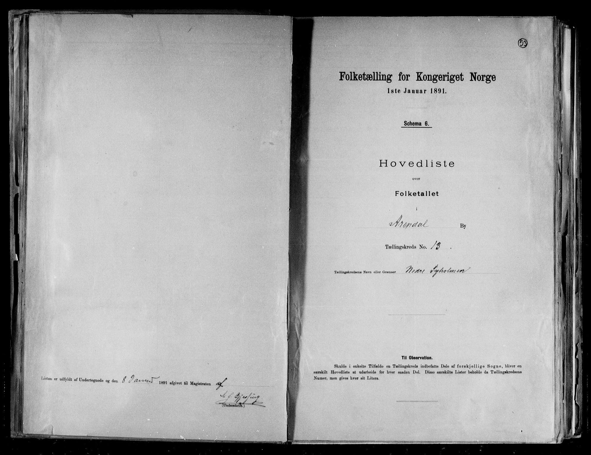 RA, 1891 census for 0903 Arendal, 1891, p. 25