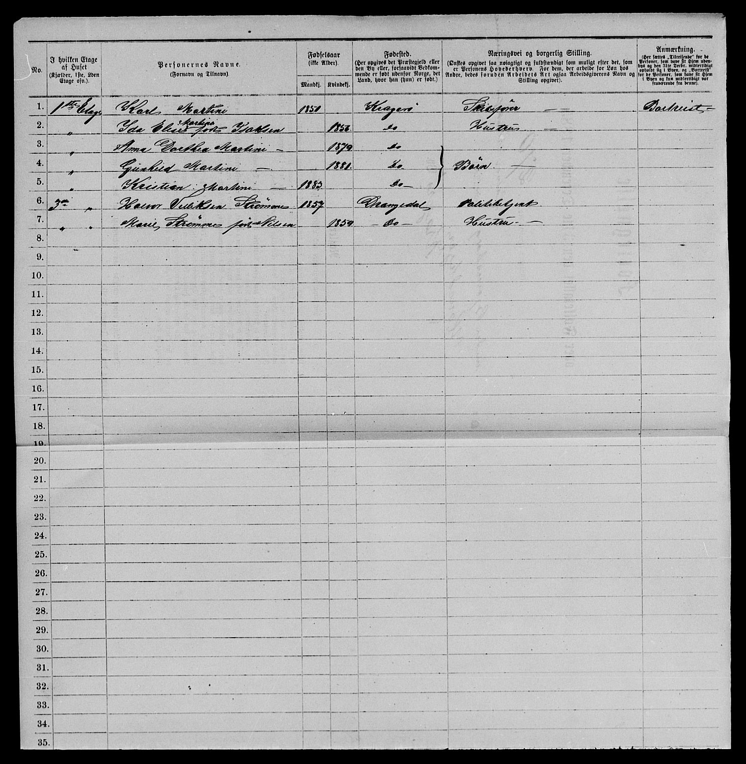 SAKO, 1885 census for 0801 Kragerø, 1885, p. 1550