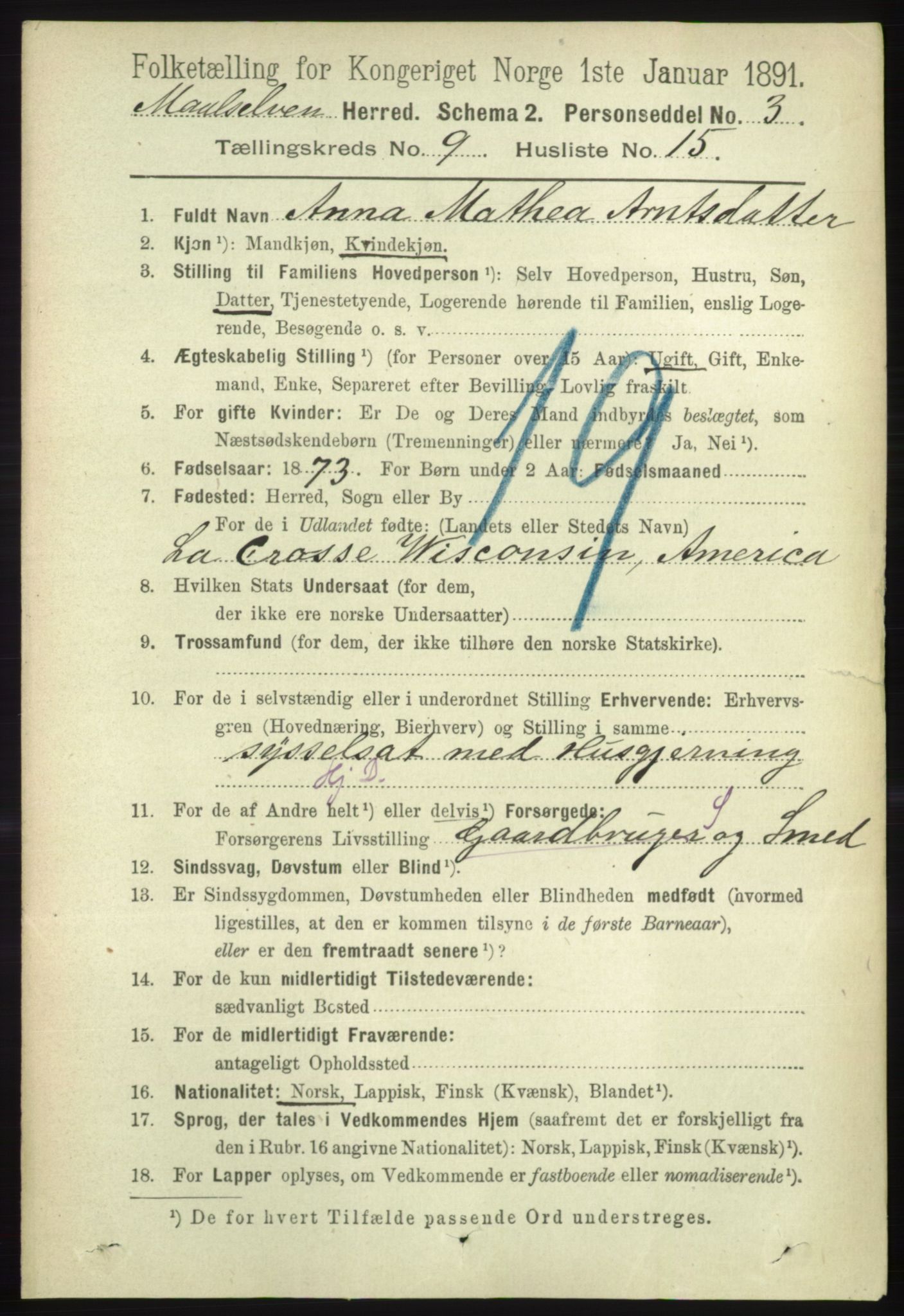 RA, 1891 census for 1924 Målselv, 1891, p. 2840