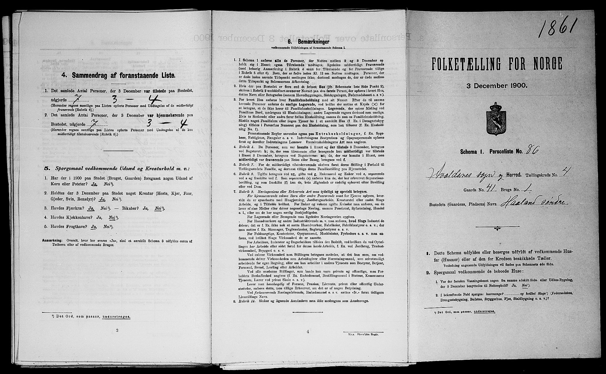 SAST, 1900 census for Avaldsnes, 1900, p. 1097