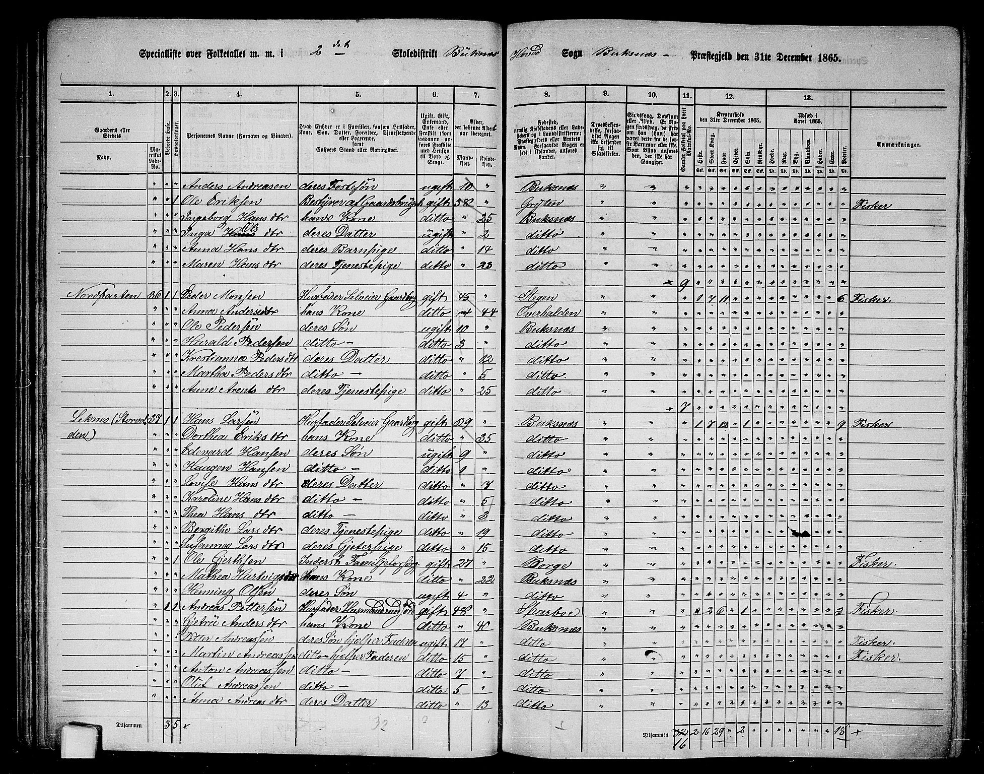 RA, 1865 census for Buksnes, 1865, p. 35