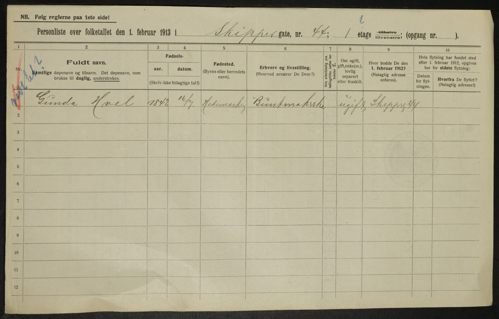 OBA, Municipal Census 1913 for Kristiania, 1913, p. 95803