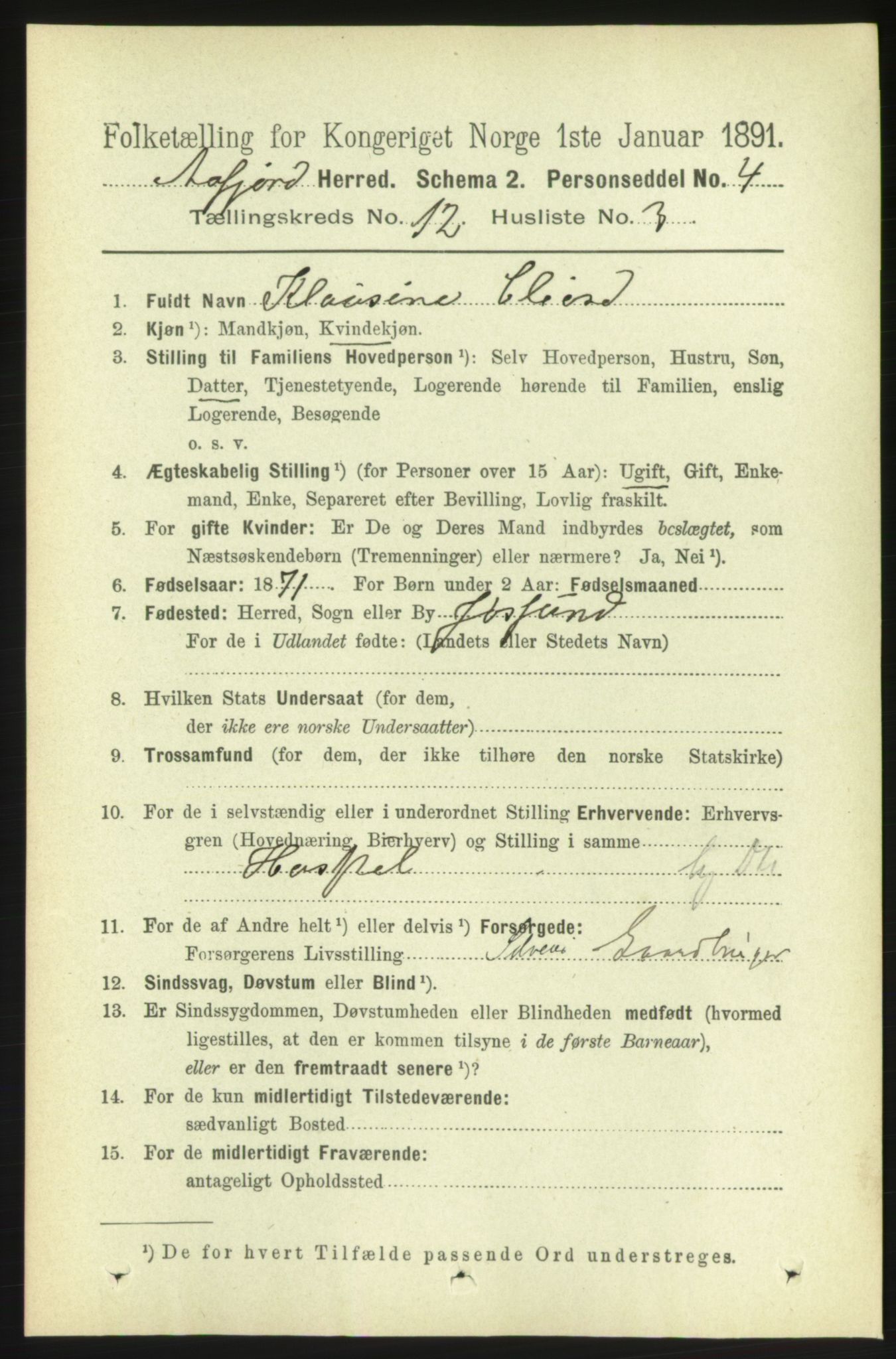 RA, 1891 census for 1630 Åfjord, 1891, p. 3760