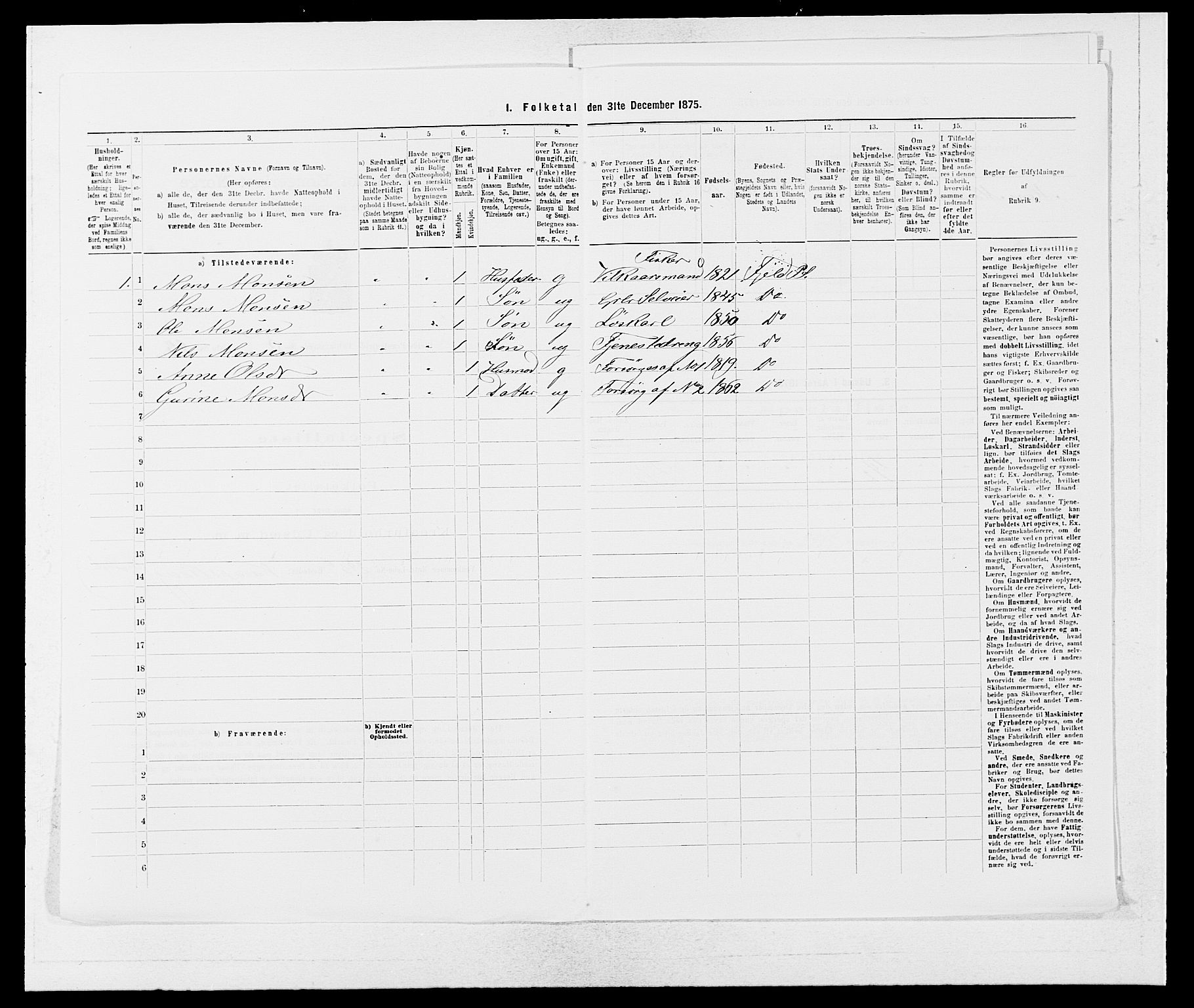 SAB, 1875 census for 1246P Fjell, 1875, p. 651