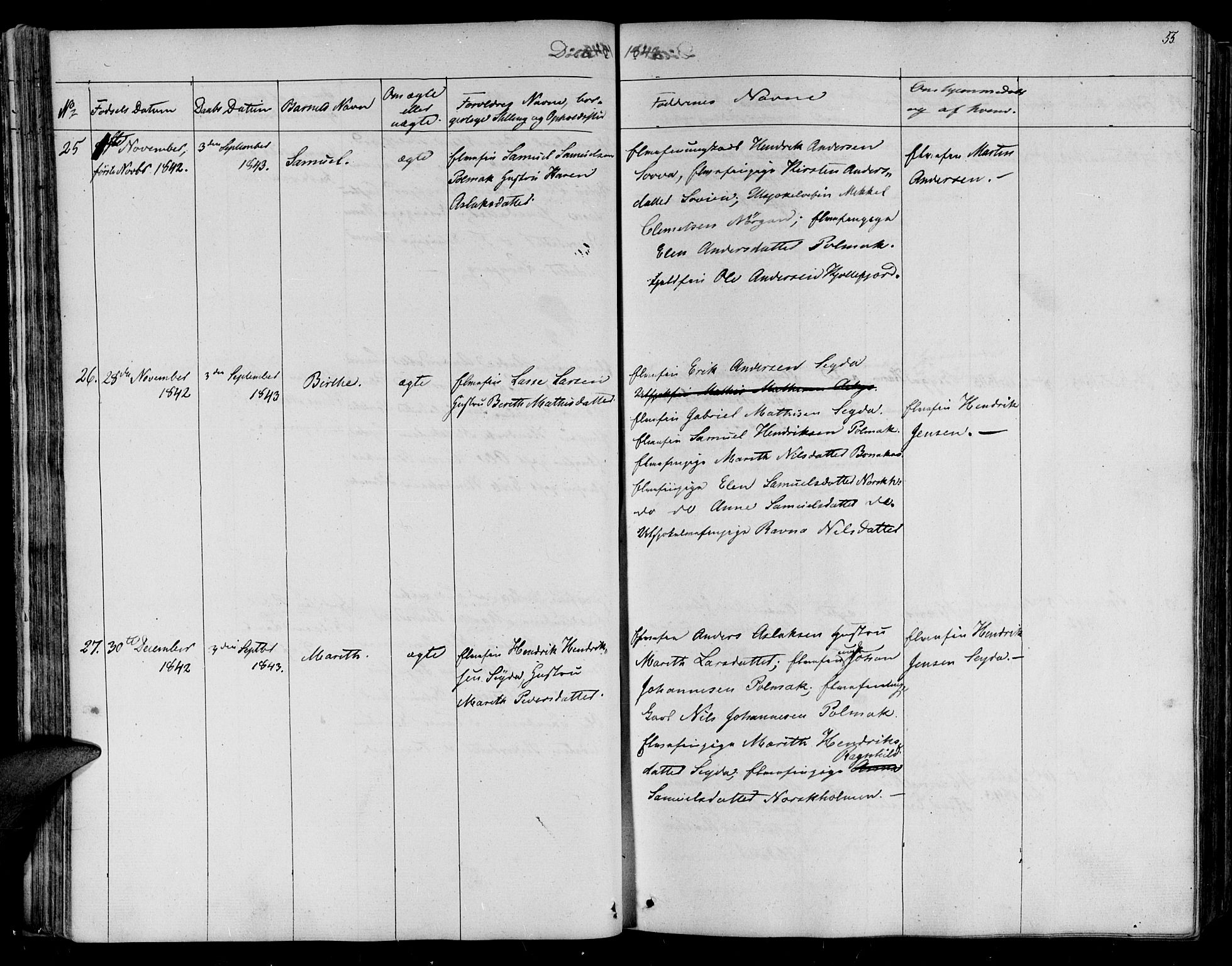 Lebesby sokneprestkontor, SATØ/S-1353/H/Ha/L0003kirke: Parish register (official) no. 3, 1833-1852, p. 55