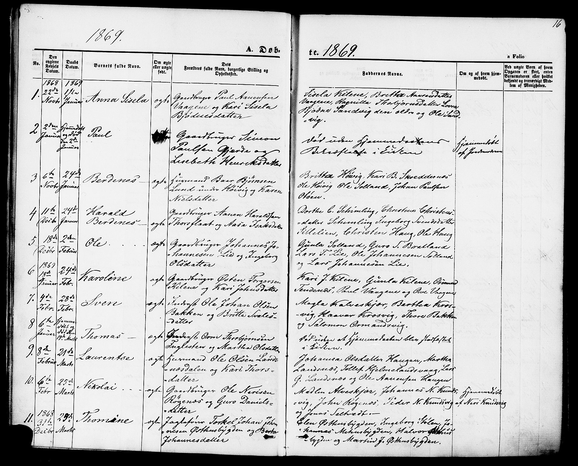 Jelsa sokneprestkontor, SAST/A-101842/01/IV: Parish register (official) no. A 8, 1867-1883, p. 16