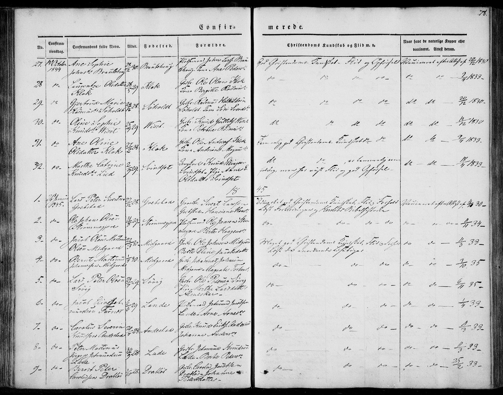 Ministerialprotokoller, klokkerbøker og fødselsregistre - Møre og Romsdal, SAT/A-1454/522/L0312: Parish register (official) no. 522A07, 1843-1851, p. 78