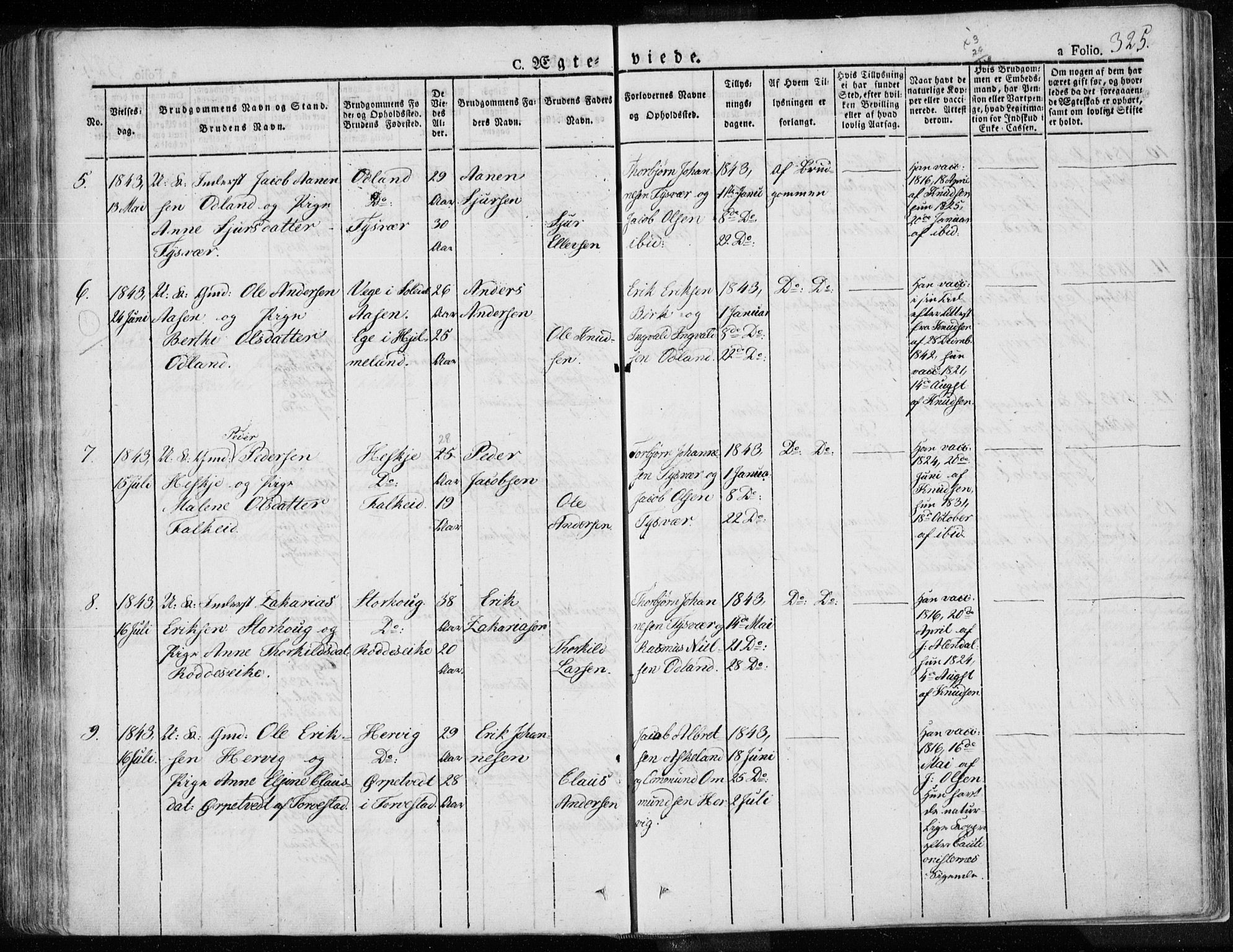 Tysvær sokneprestkontor, AV/SAST-A -101864/H/Ha/Haa/L0001: Parish register (official) no. A 1.1, 1831-1856, p. 325