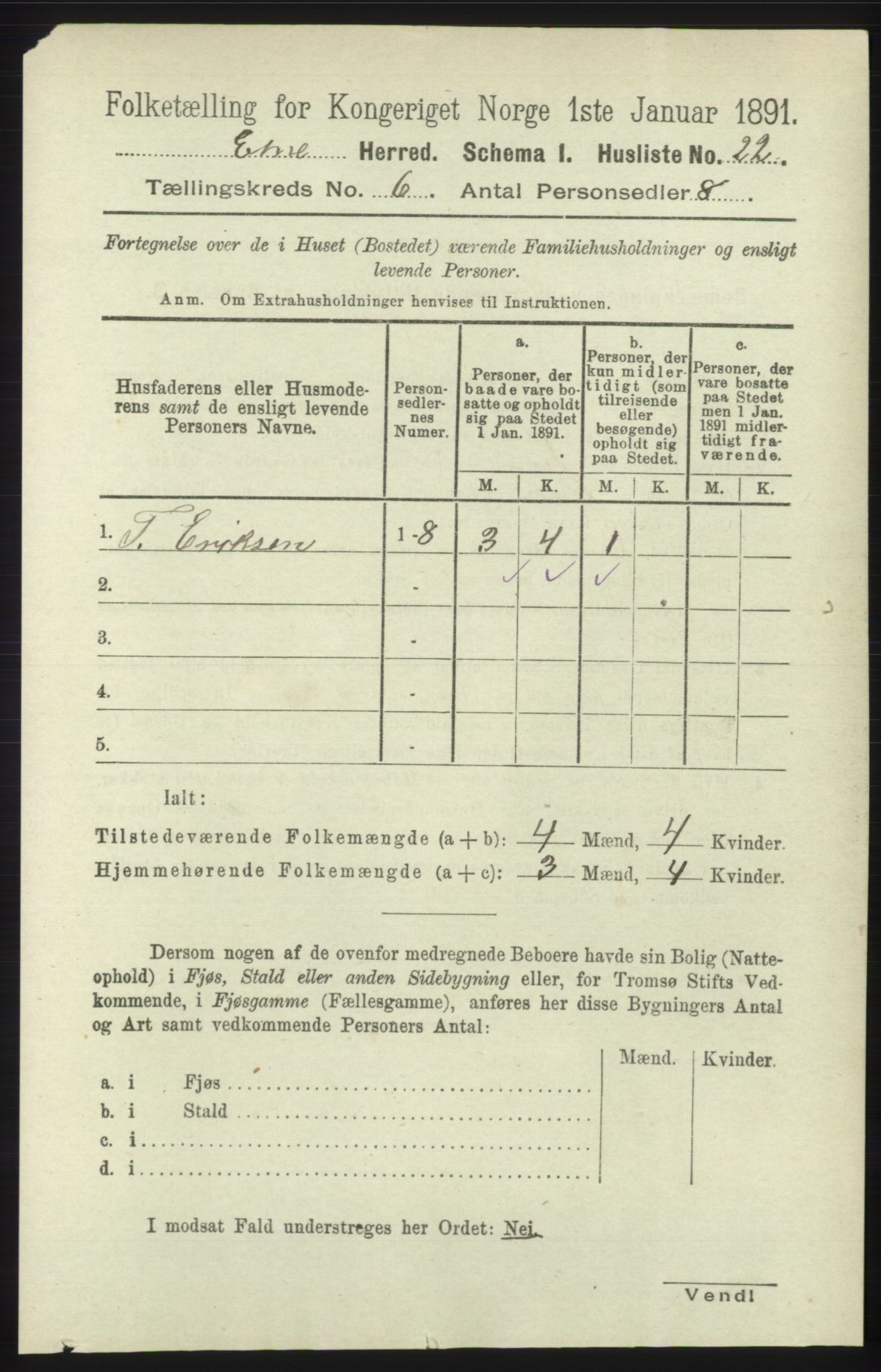 RA, 1891 census for 1211 Etne, 1891, p. 1203