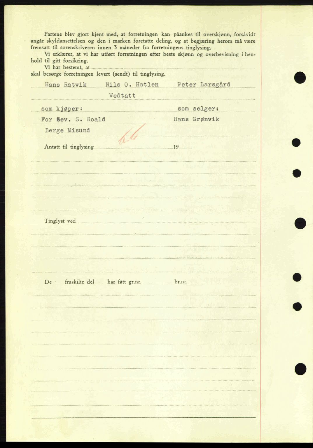 Nordre Sunnmøre sorenskriveri, SAT/A-0006/1/2/2C/2Ca: Mortgage book no. A11, 1941-1941, Diary no: : 816/1941