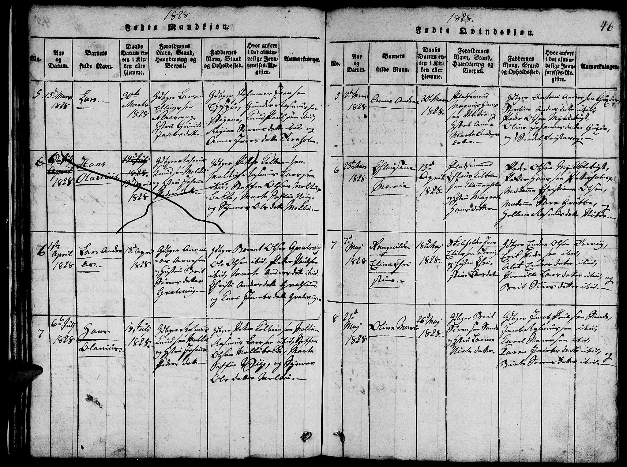 Ministerialprotokoller, klokkerbøker og fødselsregistre - Møre og Romsdal, AV/SAT-A-1454/507/L0078: Parish register (copy) no. 507C01, 1816-1840, p. 46