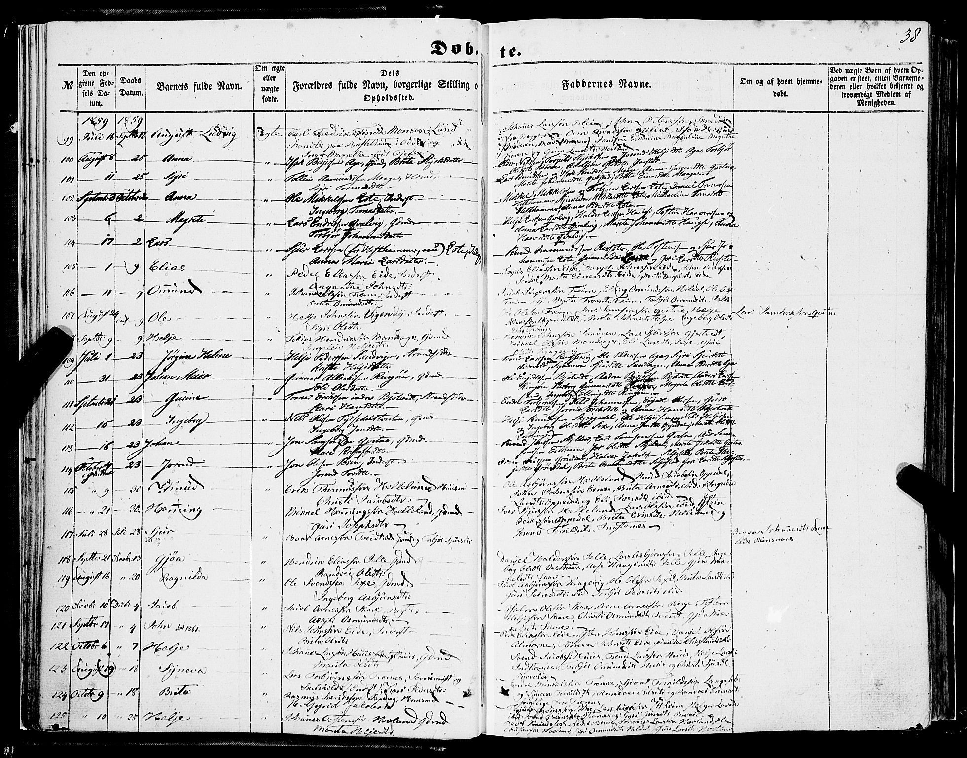 Ullensvang sokneprestembete, AV/SAB-A-78701/H/Haa: Parish register (official) no. A 11, 1854-1866, p. 38