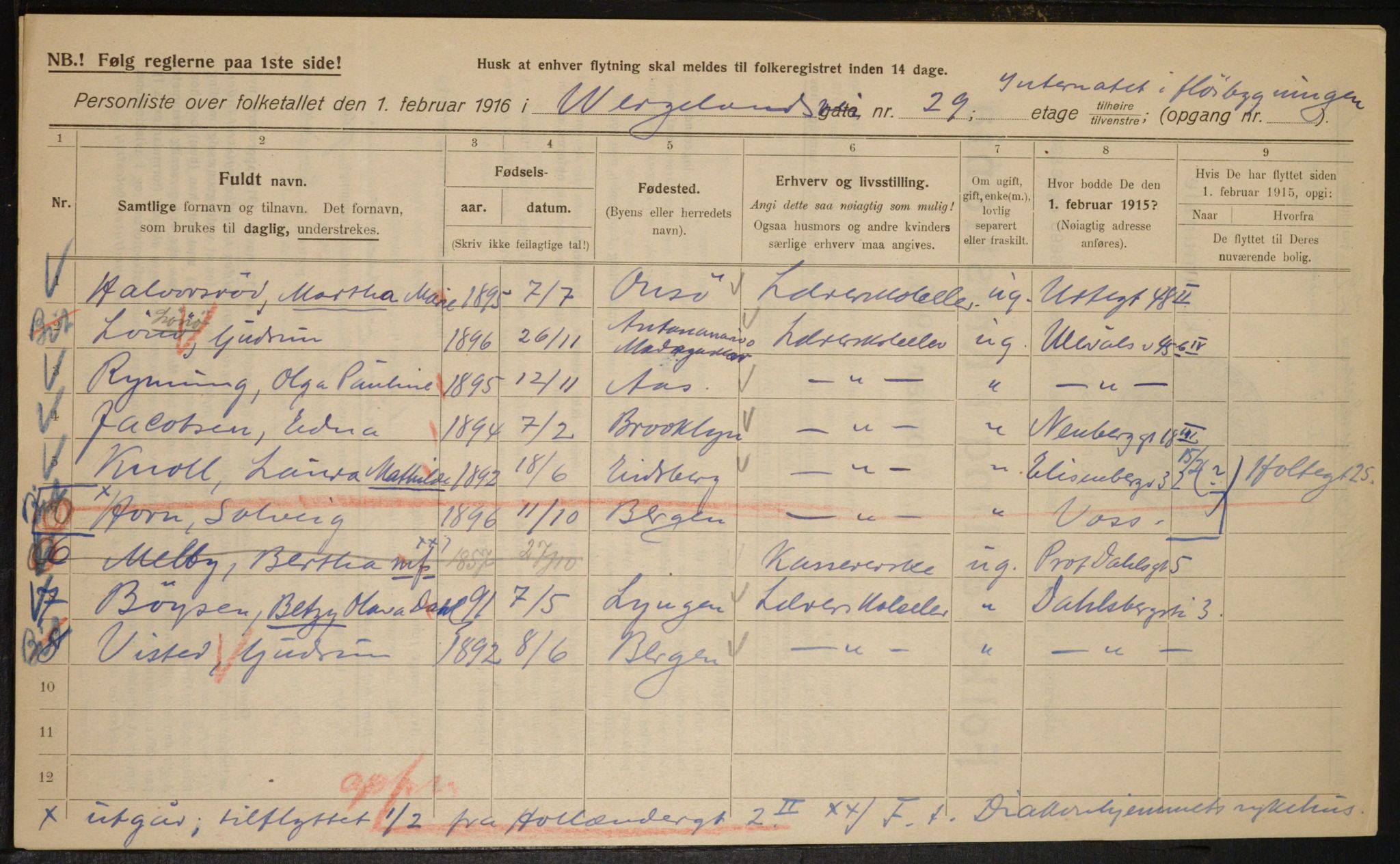 OBA, Municipal Census 1916 for Kristiania, 1916, p. 131567