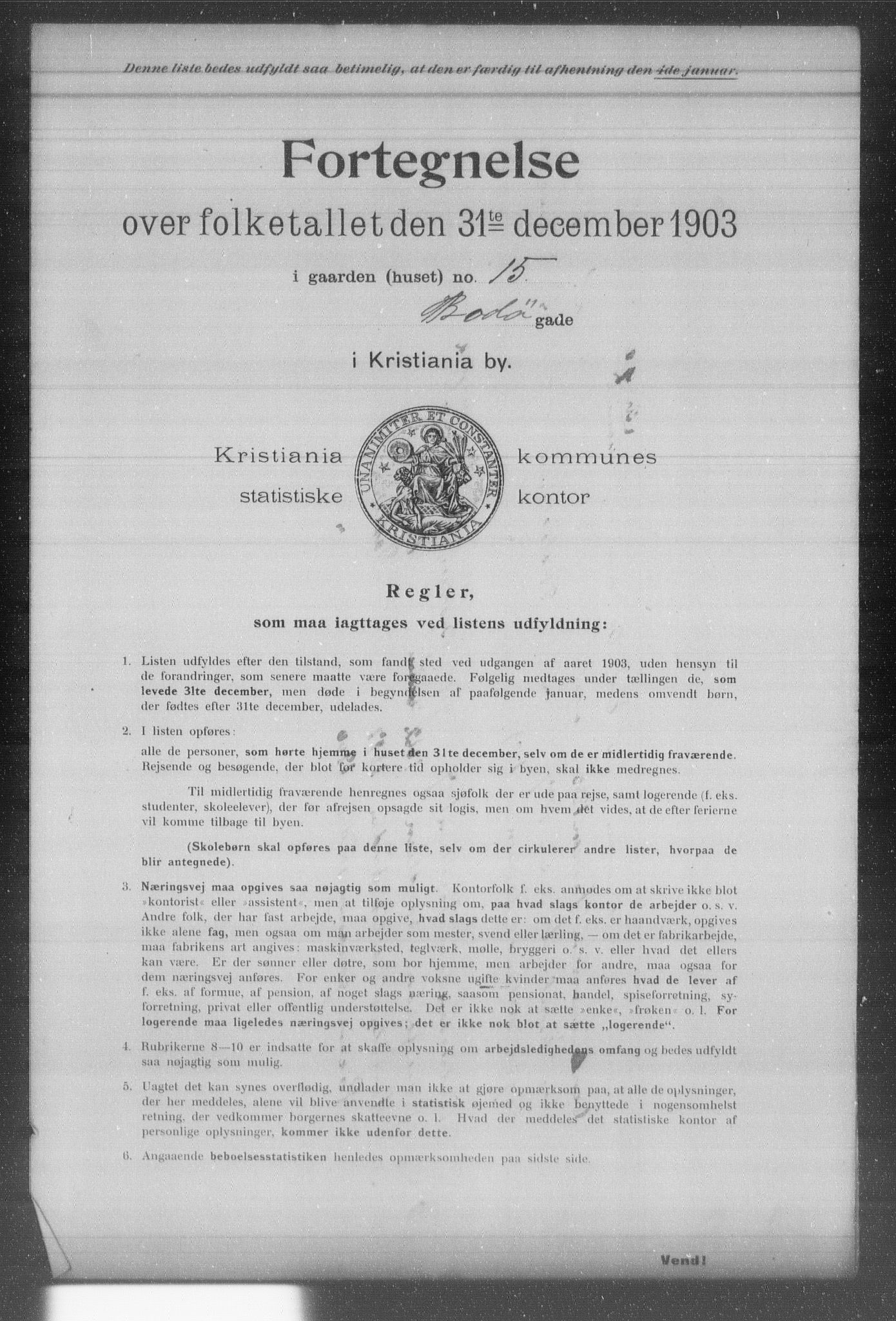 OBA, Municipal Census 1903 for Kristiania, 1903, p. 1446