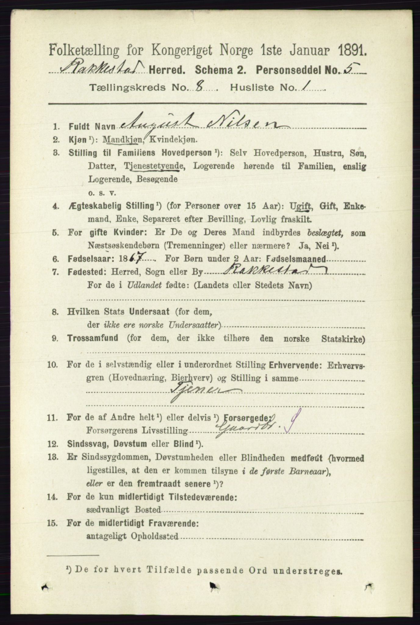 RA, 1891 census for 0128 Rakkestad, 1891, p. 3632