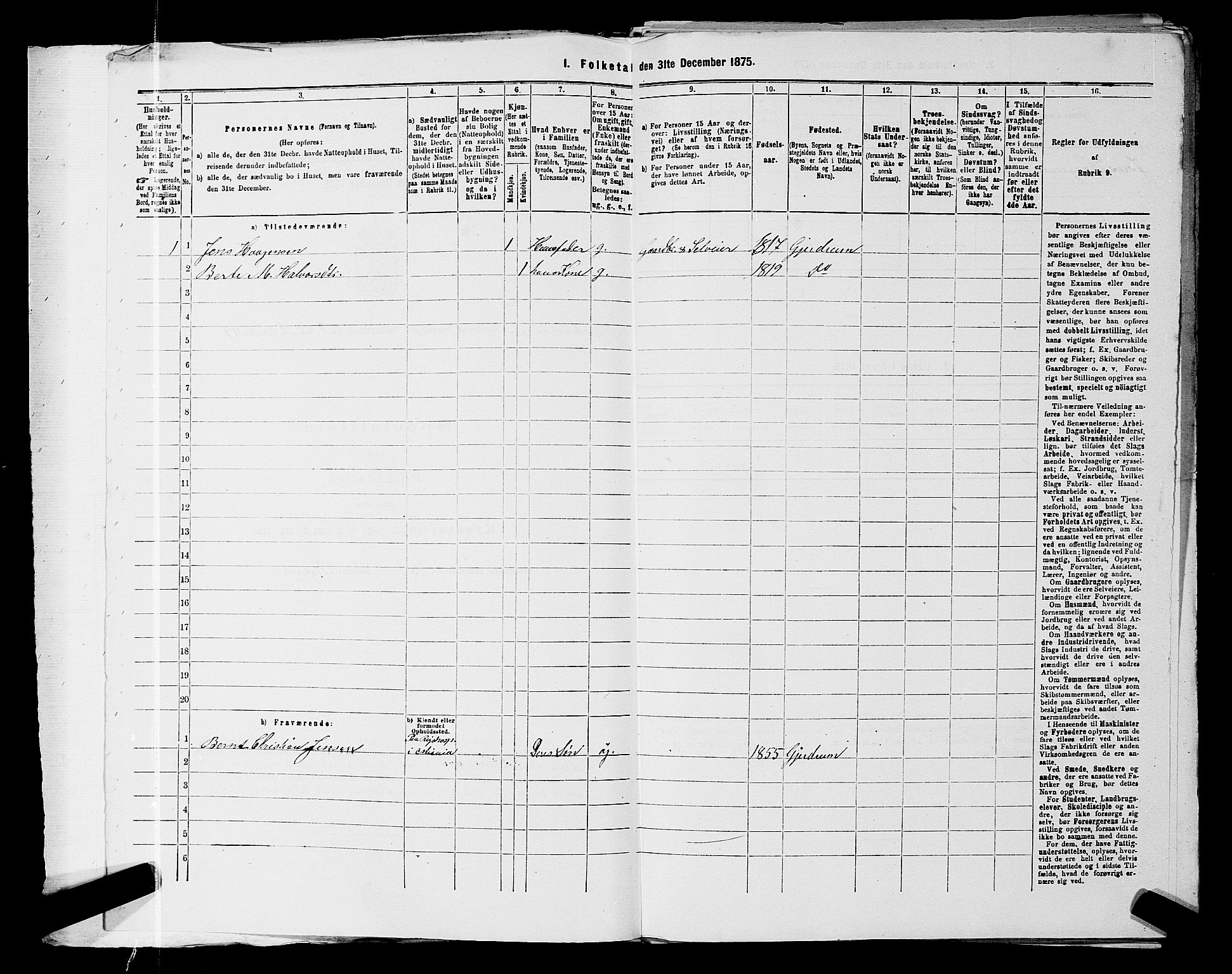 RA, 1875 census for 0234P Gjerdrum, 1875, p. 159